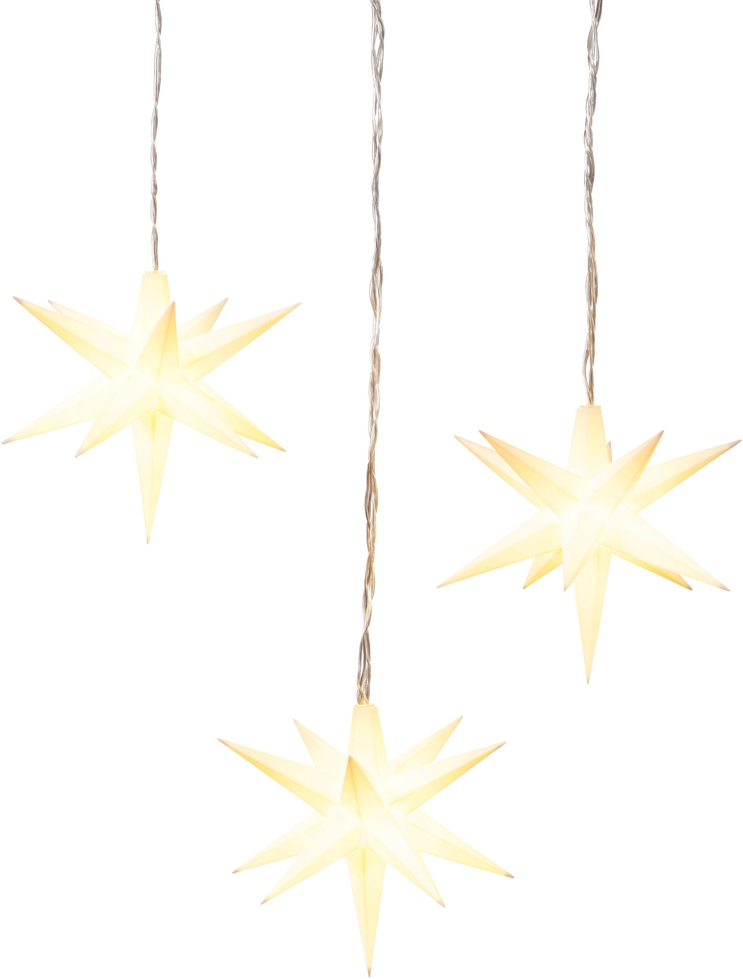 IC Winterworld LED-Lichterkette »Weihnachtsbeleuchtung mit Sternen, LED Deko«, 3 St.-flammig, Weihnachtsdeko für den geschützen Außenbereich, mit 6 Stunden Timer