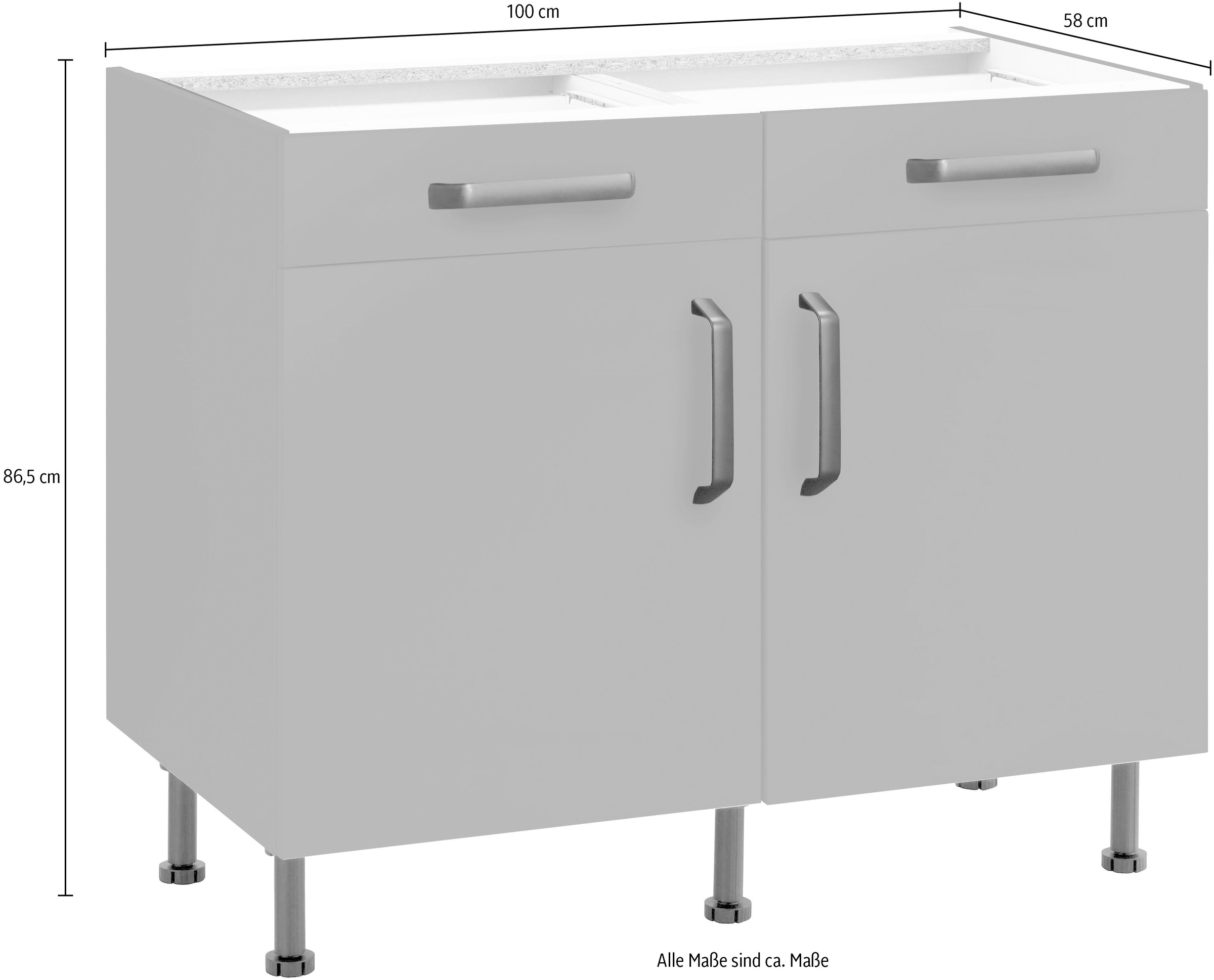 wiho Küchen Unterschrank »Simi«, Soft-Close-Funktion in Schubkästen und Auszügen, verstellbare Füße