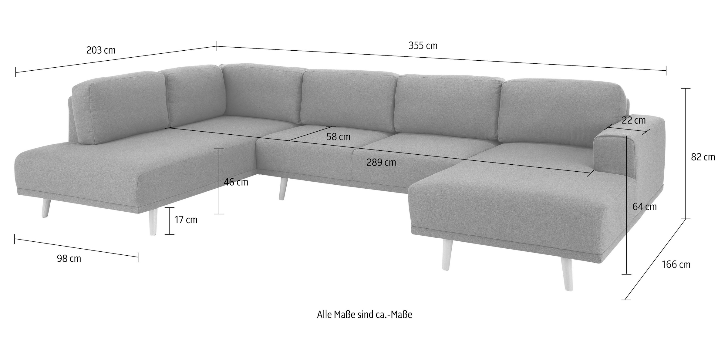 Home affaire Wohnlandschaft »Lasse U-Form«, im scandinavischem Stil mit Holzfüßen