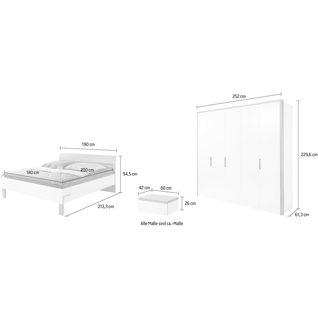 hülsta Komplettschlafzimmer »DREAM«, (Spar-Set, 4 St.), Kleiderschränke in verschiedenen Breiten. Liefer- und Montageservice