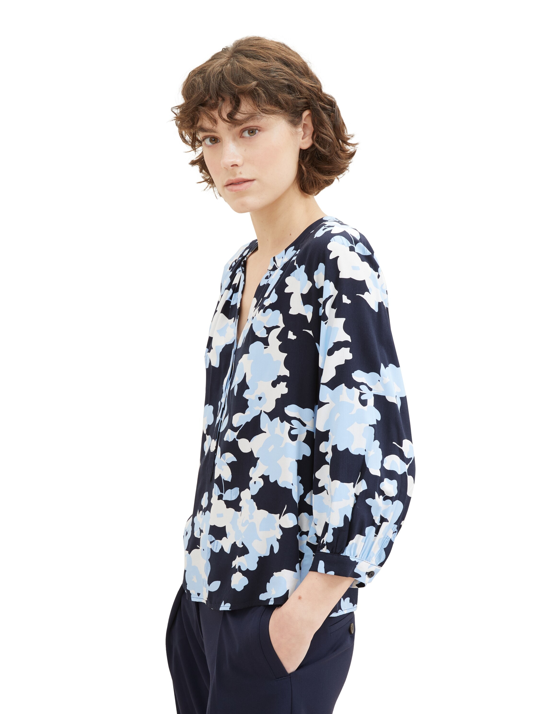 TOM TAILOR Druckbluse, mit Serafino-Kragen