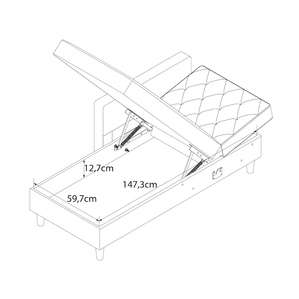 Cosmo Living Ecksofa »Liberty«, mit Schlafffunktion, Recamiere mit Stauraum beidseitig montierbar