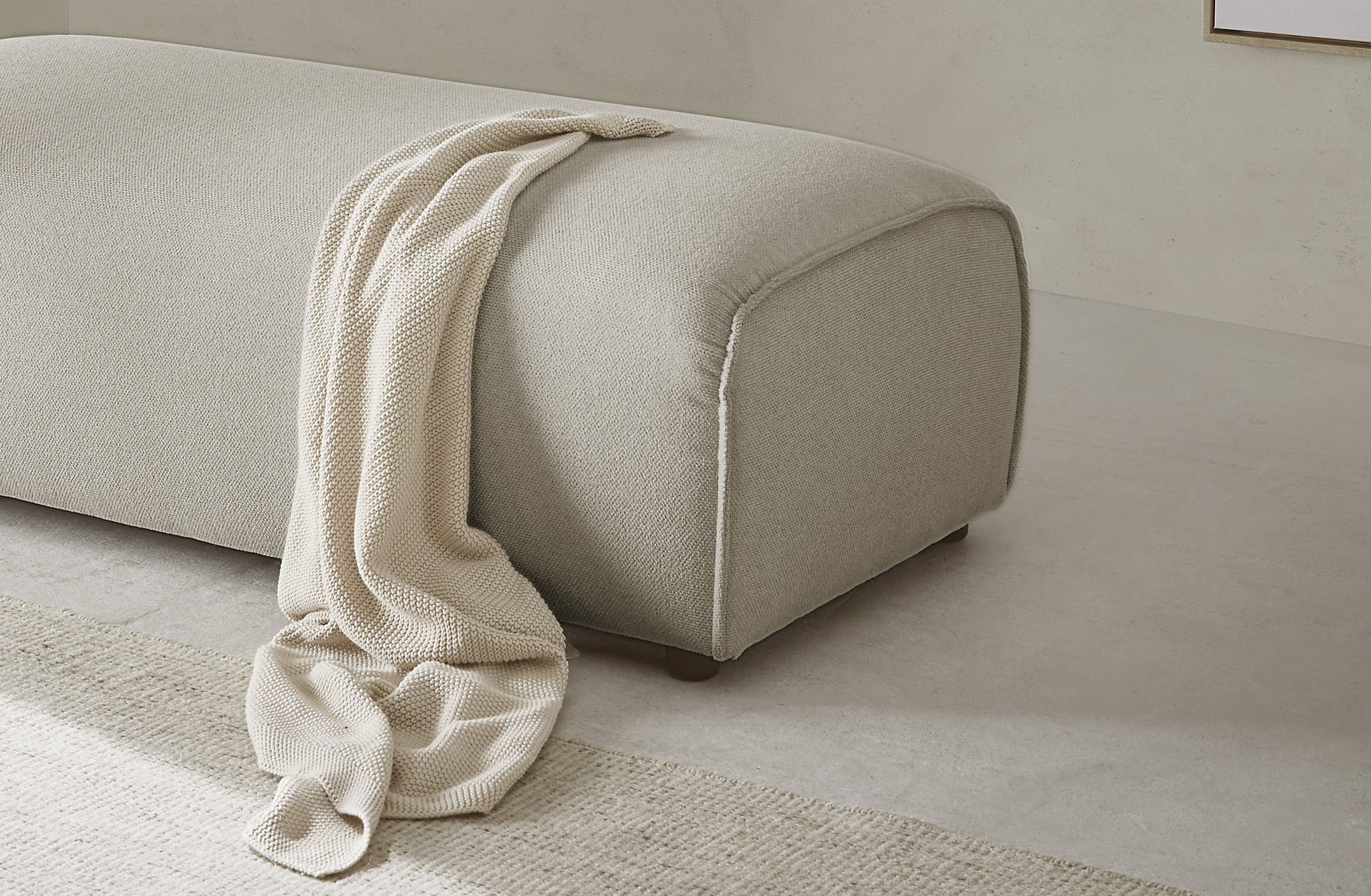 LeGer Home by Lena Gercke Hocker »PIARA, Polsterhocker mit Kedernaht in Cord oder Leinenoptik«, zur Serie PIARA, rechteckig, schwarze Füße, bequemer Sitzkomfort