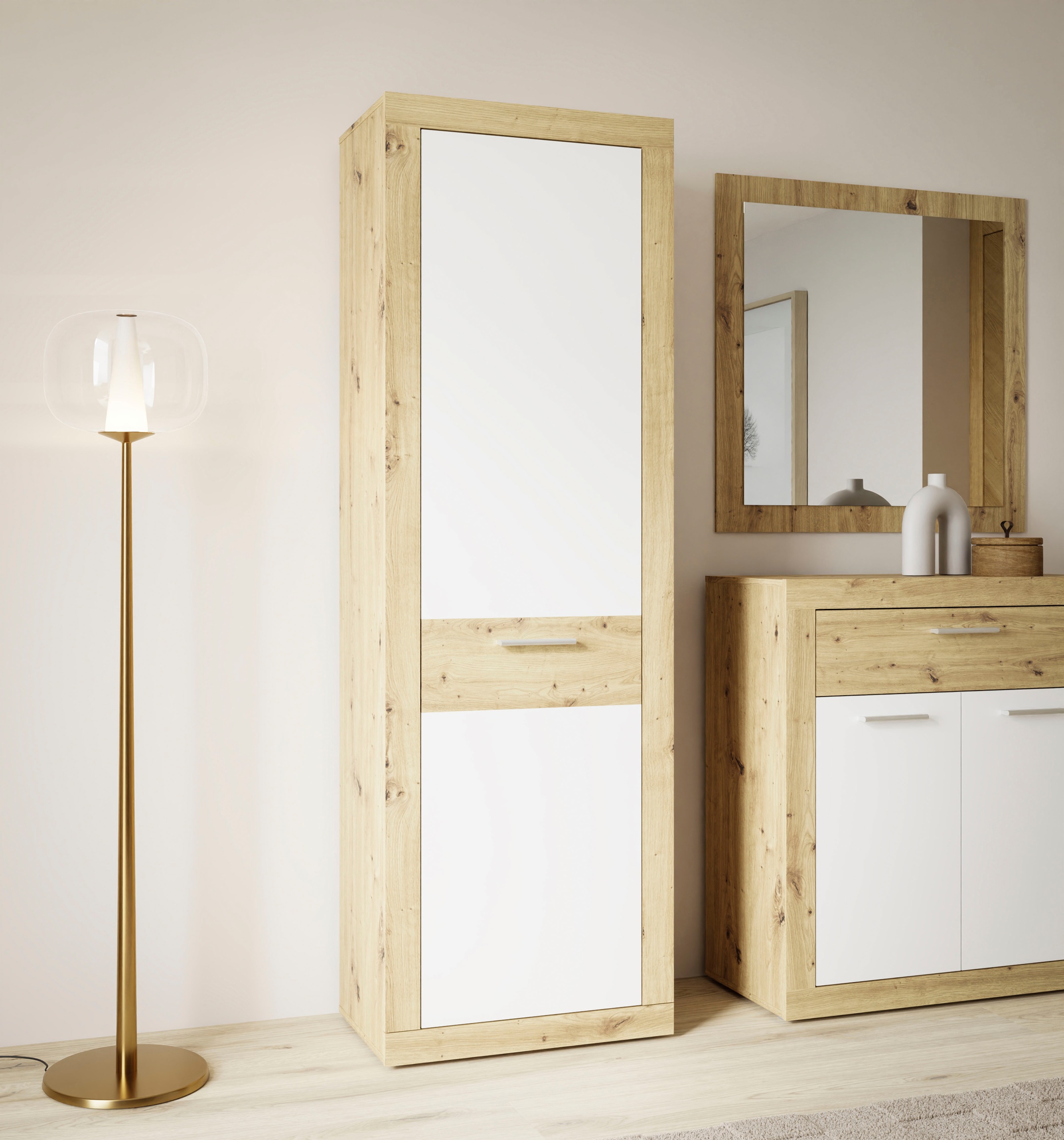 FORTE Garderobenschrank »Baccio«, (B/H/T ca. 58,3x33,81x96,8 cm), Garderobenschrank, Rahmenoptik, Keiderstange