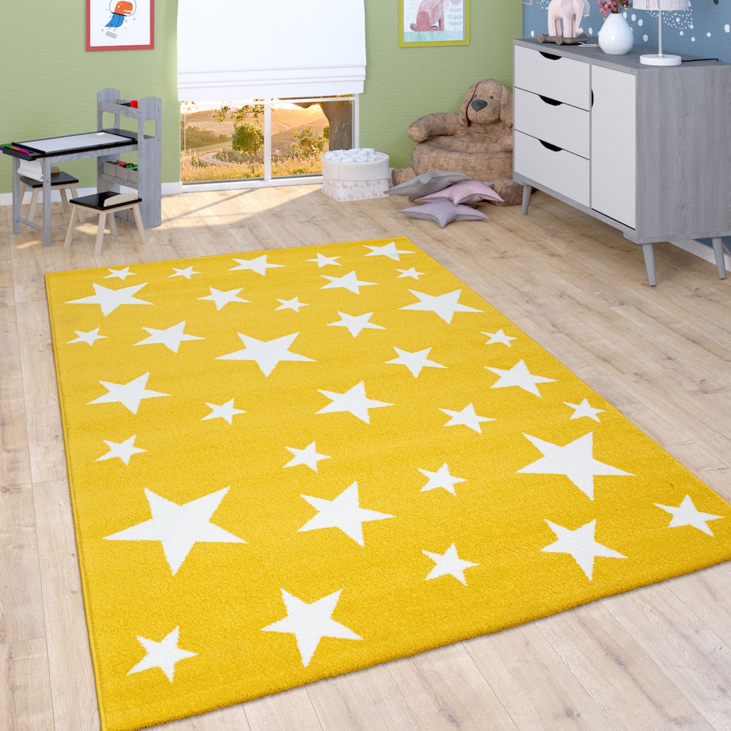 Paco Home Kinderteppich »Vega 715«, rechteckig, 12 mm Höhe, Kurzflor, Motiv Sterne, Kinderzimmer