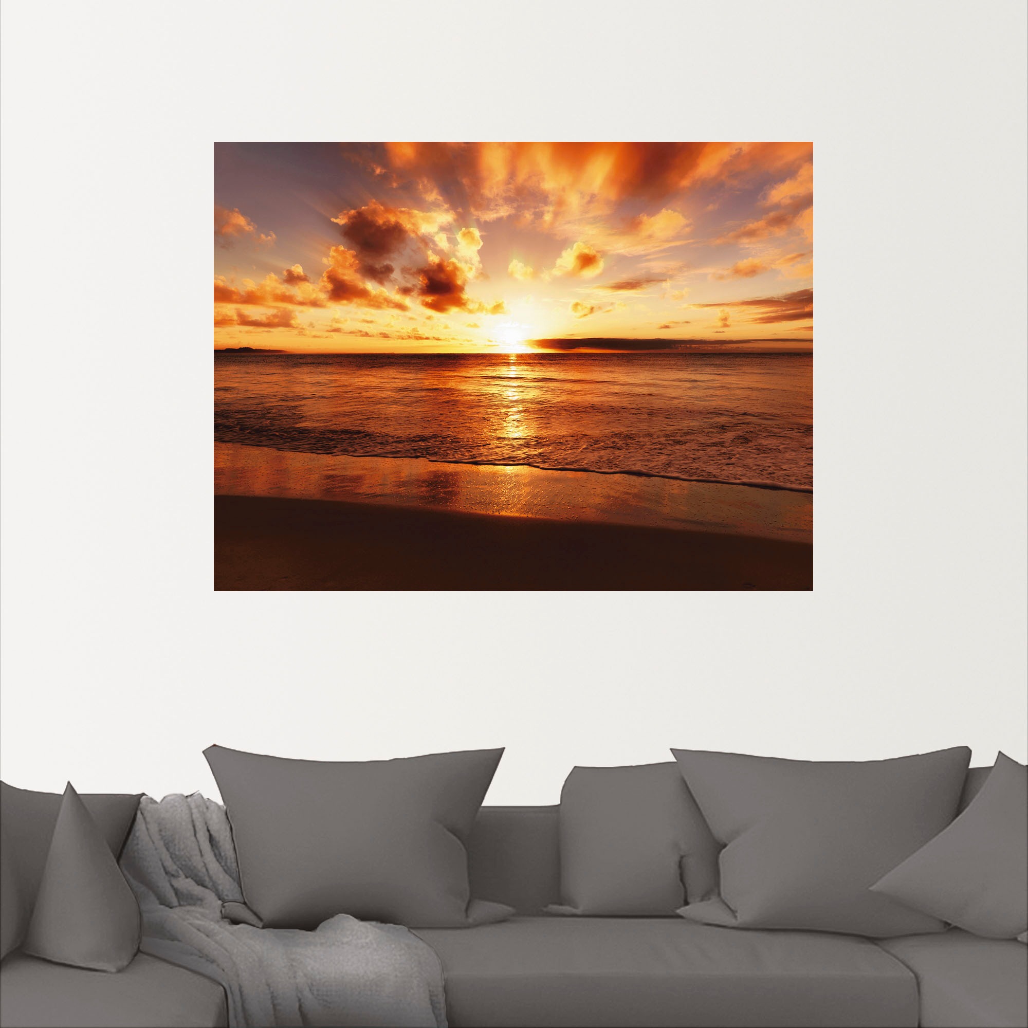 Artland Wandbild »Schöner Sonnenuntergang Strand«, Gewässer, (1 St.), als Leinwandbild, Poster, Wandaufkleber in verschied. Größen