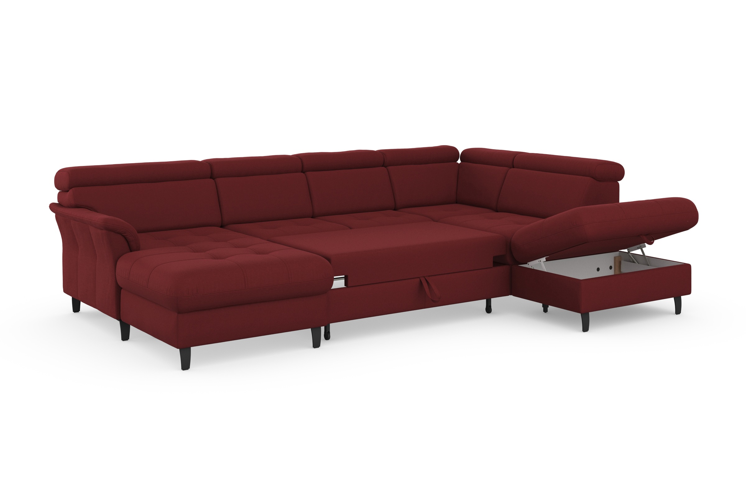 sit&more Wohnlandschaft »Marano U-Form«, inklusive Kopfteilverstellung, wahlweise mit Bettfunktion, Bettkasten