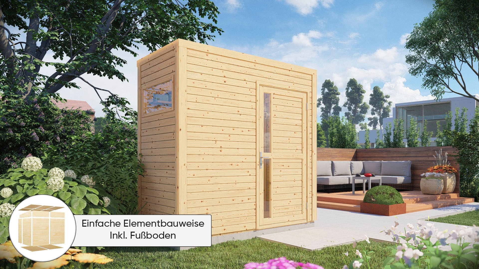 KONIFERA Gartenhaus »Cubus 1«, Inklusive Fußboden