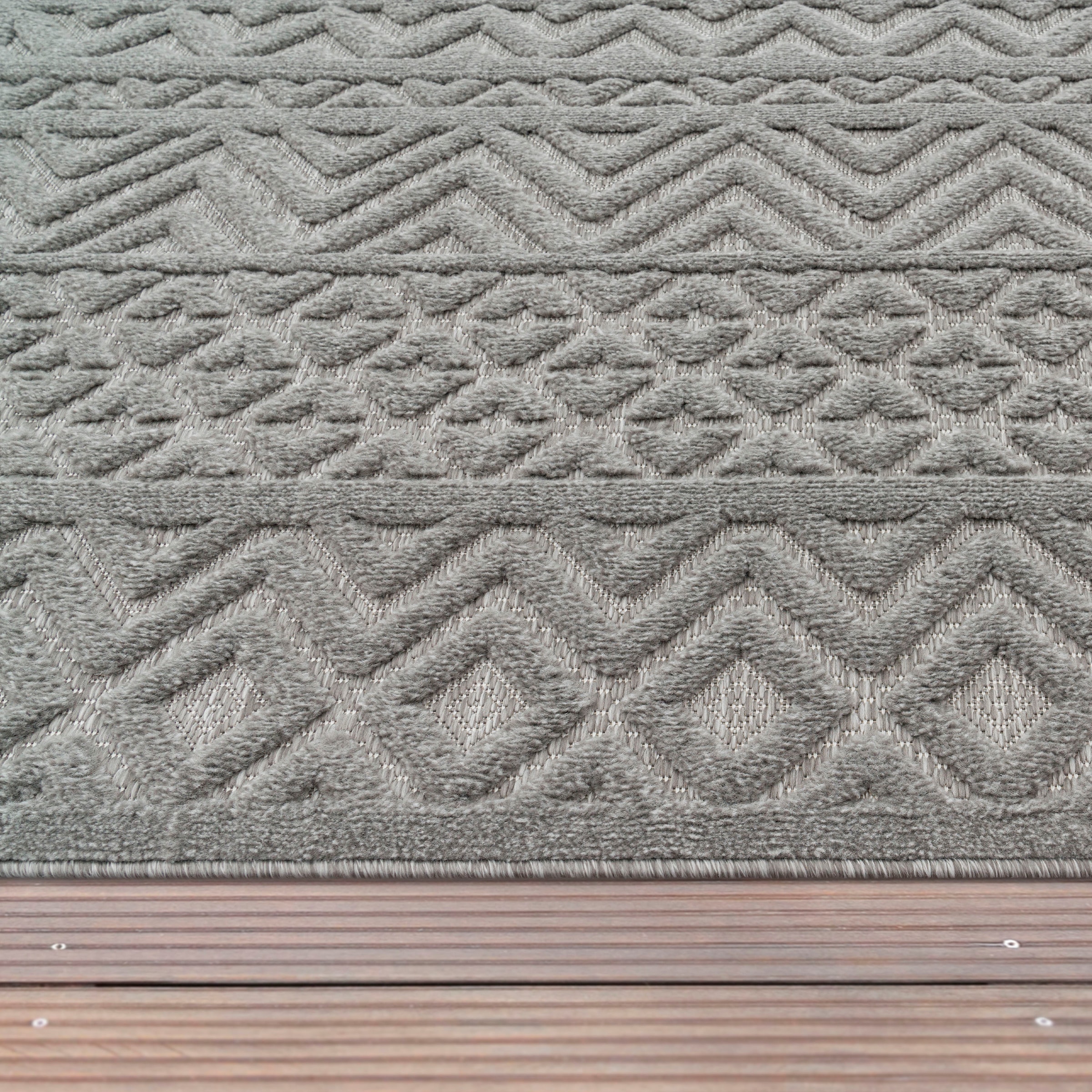 Paco Home Teppich »Livorno Uni-Farben, bestellen Scandi, rechteckig, schnell und Rauten bequem Effekt, Hoch-Tief Outdoor 673«, geeignet Muster
