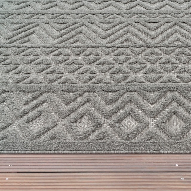 Paco Home Teppich »Livorno 673«, rechteckig, Uni-Farben, Scandi, Rauten  Muster, Hoch-Tief Effekt, Outdoor geeignet bequem und schnell bestellen