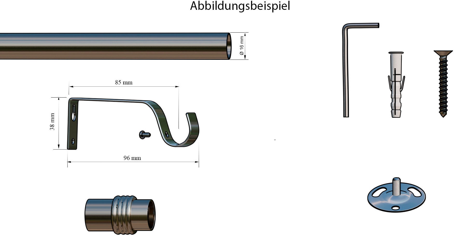 indeko Gardinenstange »Zylinder«, 1 läufig-läufig, Wunschmaßlänge