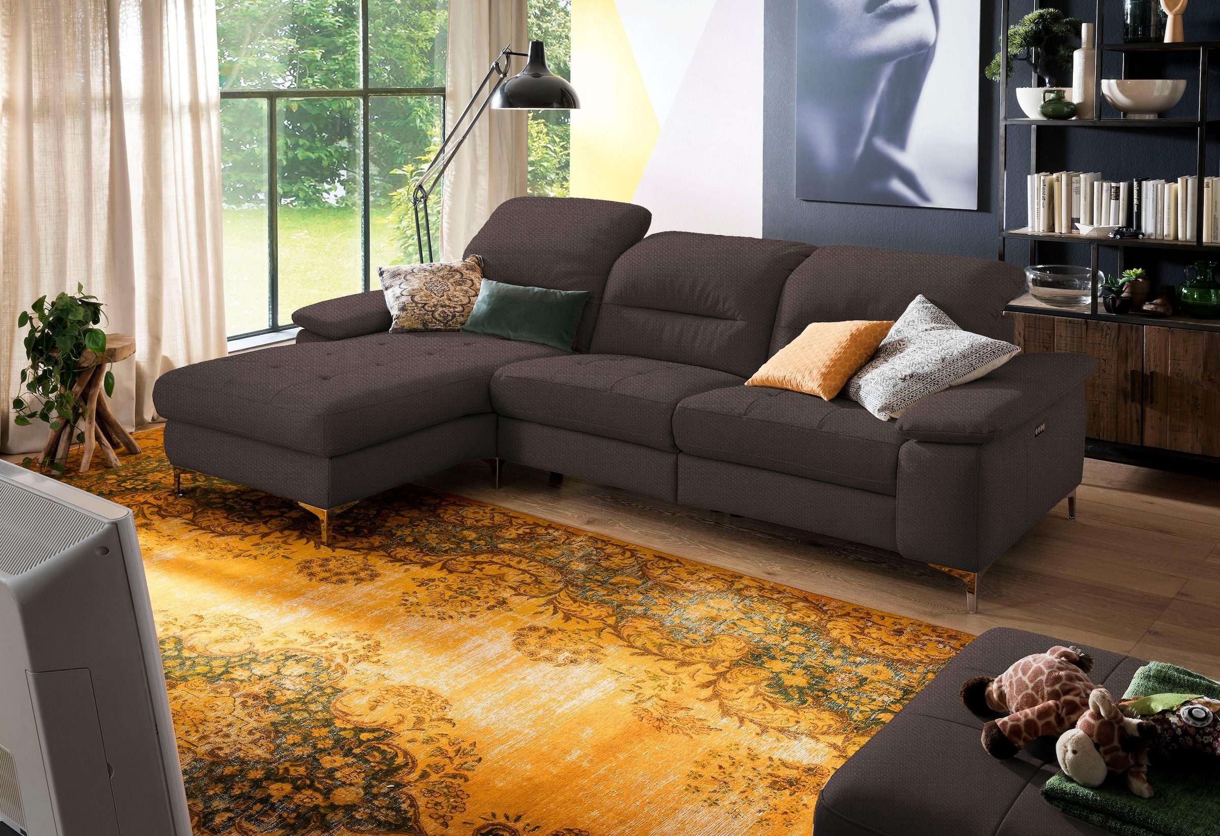 Places of Style Ecksofa »Basel L-Form«, mit vollmotorischer Relaxfunktion und motorischer Recamiere