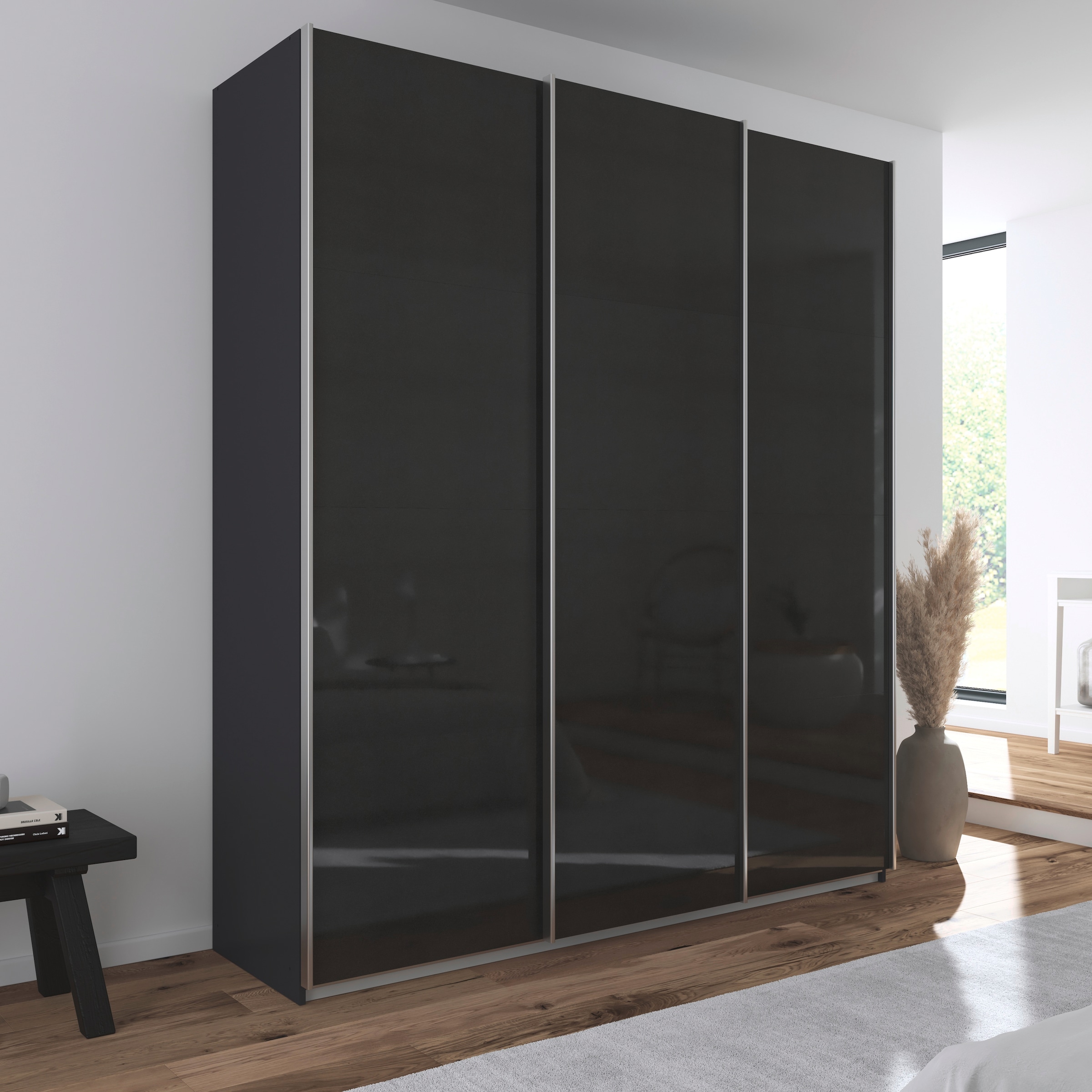 rauch Schwebetürenschrank »Kleiderschrank Schrank Garderobe AGORDO mit Dekor- oder Hochglanzfront«, (in zwei Griff-Farben), durchdachte Innenausstattung, in 4 Breiten und 2 Höhen MADE IN GERMANY