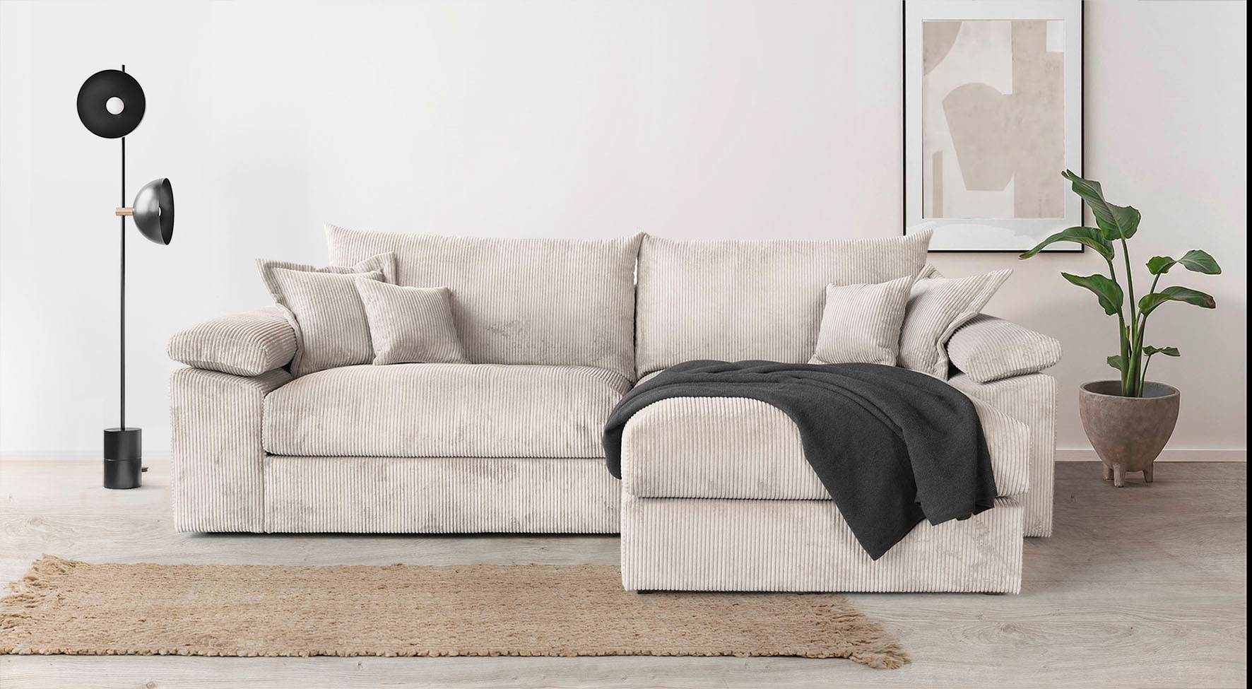 Home affaire Ecksofa »Soft&Cosy XXL L-Form - Breite 303 cm«, Mega-Sofa, in Cord, Federkern-Polsterung