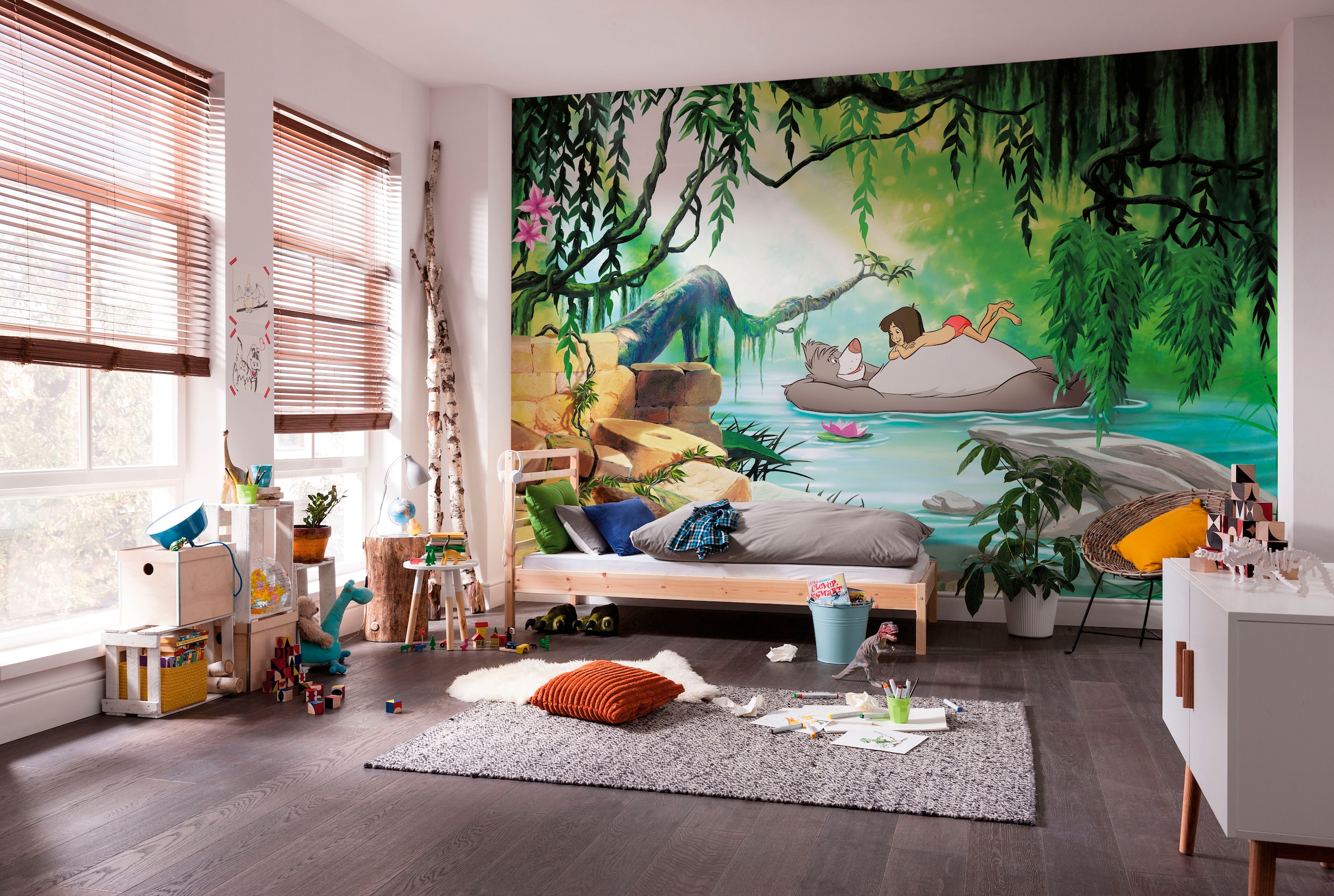 Komar Fototapete »Jungle Book Swimming with Baloo - Größe 368 x 254 cm«, bedruckt, Kinderzimmer