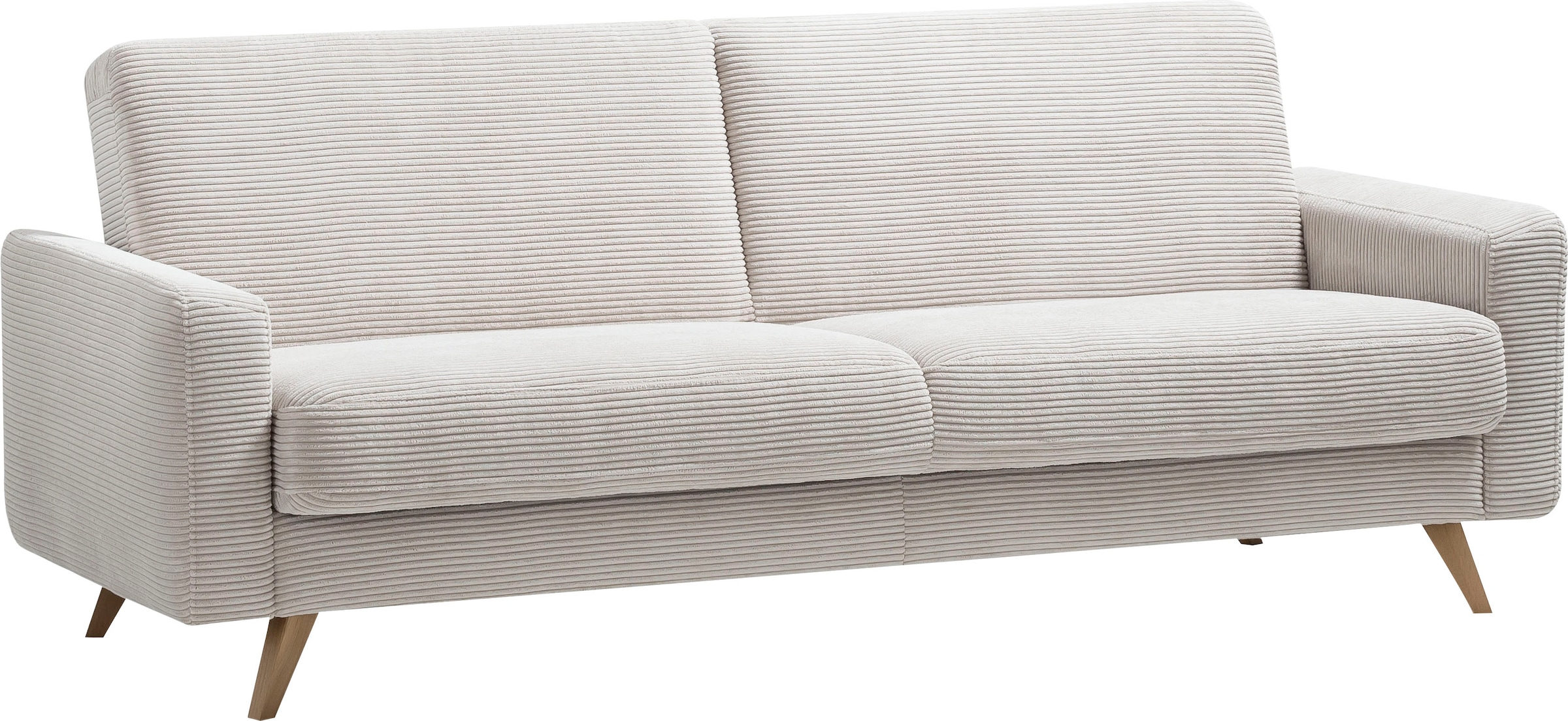 exxpo - sofa fashion 3-Sitzer »Samso, elegant und bequem, aktueller Cord Bezug, Kippcouch«, hochwertige Verarbeitung, Schlafsofa inkl. Bettfunktion und Bettkasten