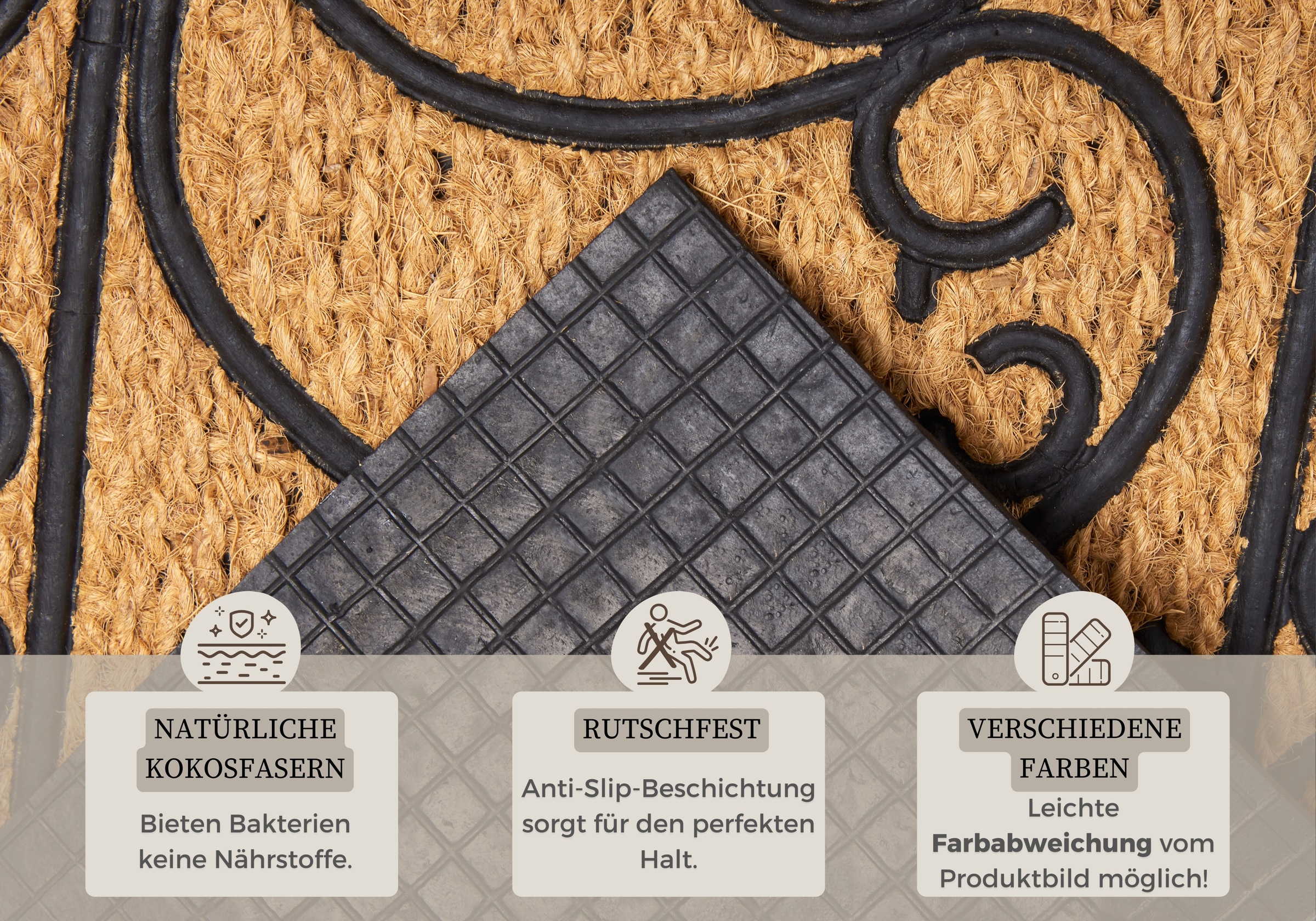 HANSE Home Fußmatte »Rechteckig, Türmatte«, rechteckig, 8 mm Höhe, Kokos, Gummi, Schmutzfangmatte, Outdoor, Rutschfest, Innen, Kokosmatte