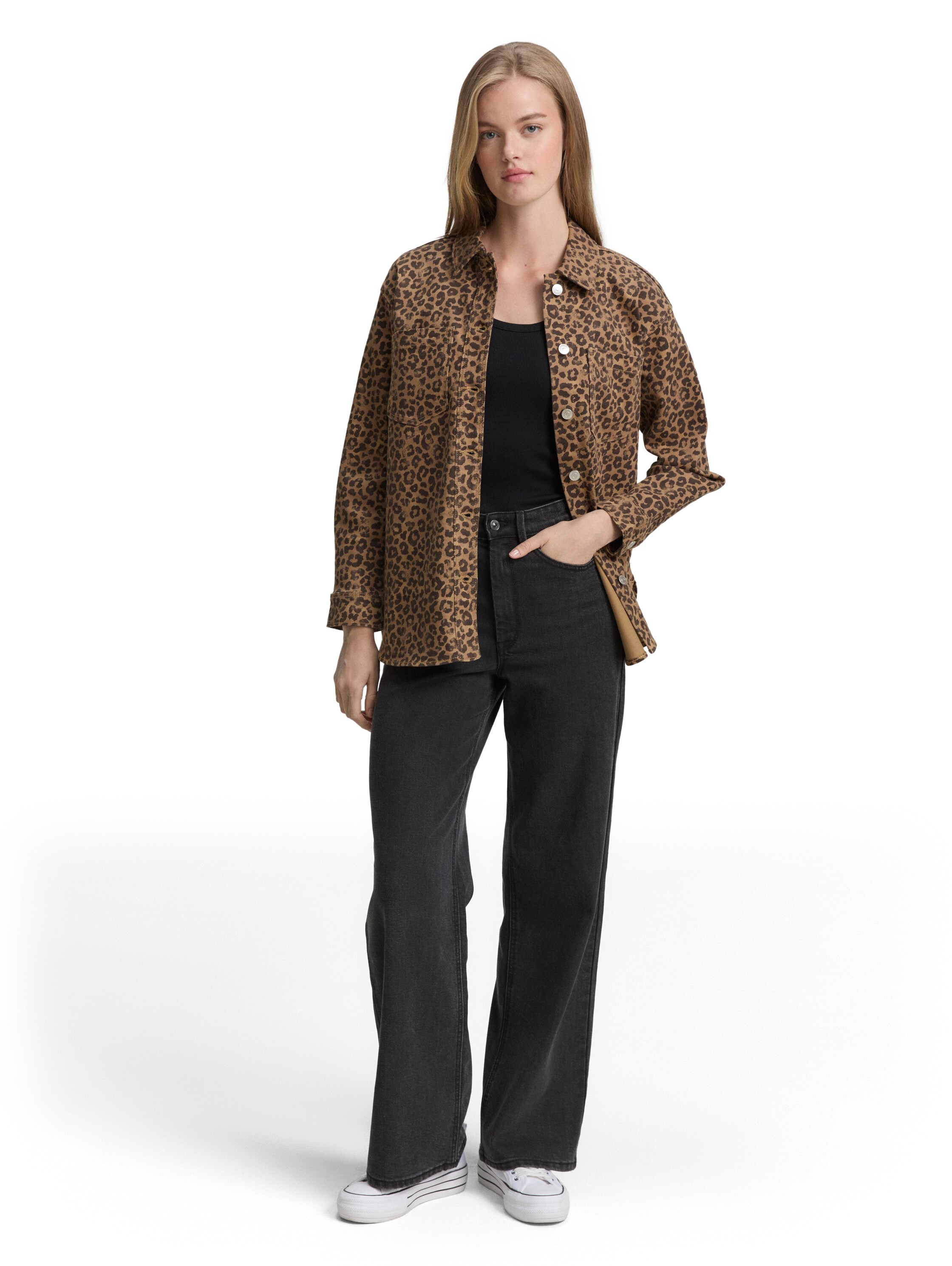 TOM TAILOR Denim Langarmbluse, mit Animal-Print