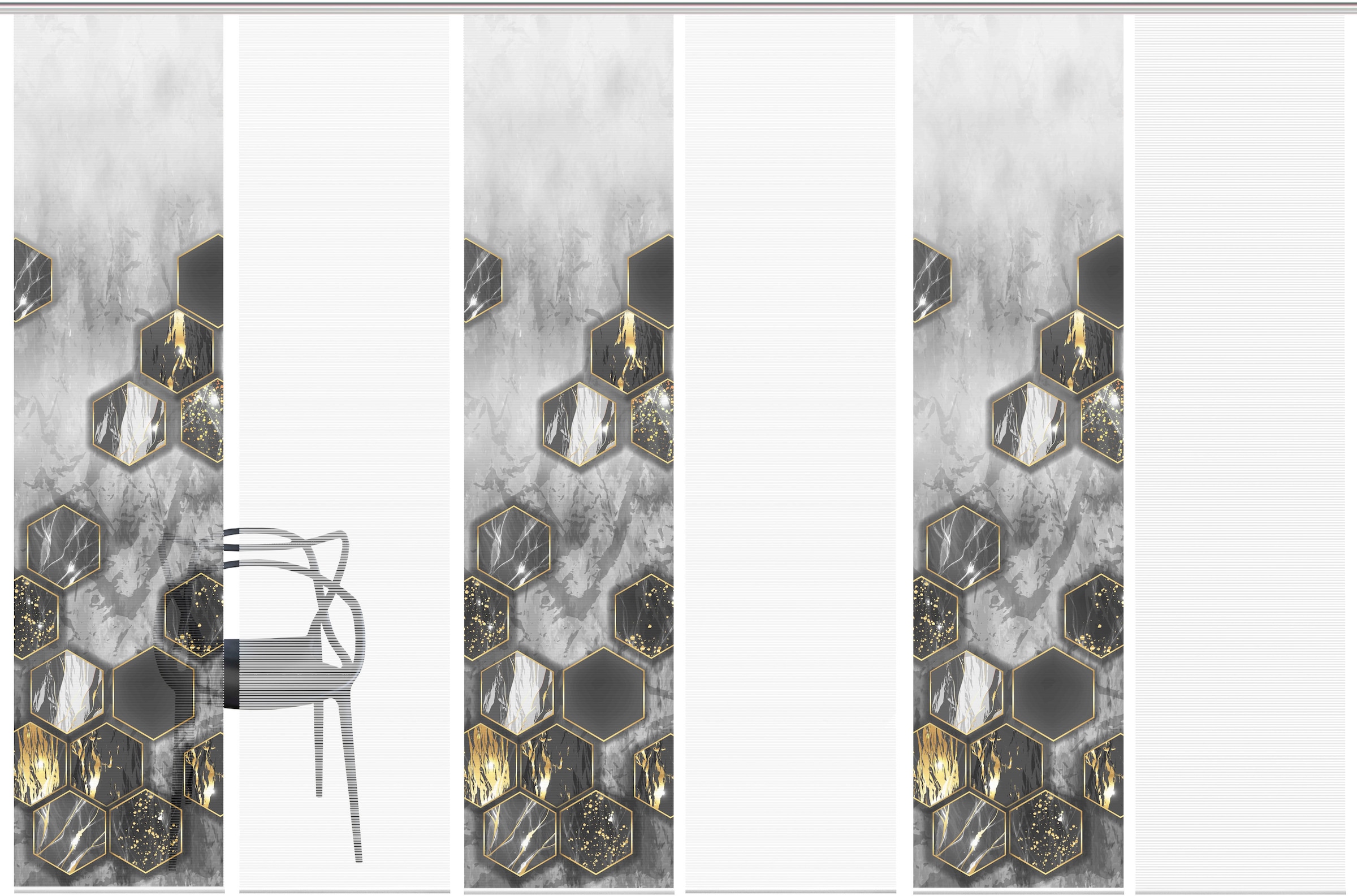 Vision S Schiebegardine »LAYON 6er SET« Paneelwagen 6 Stk. tlg. Schiebevorhang Digidruck 6er Set LAYON