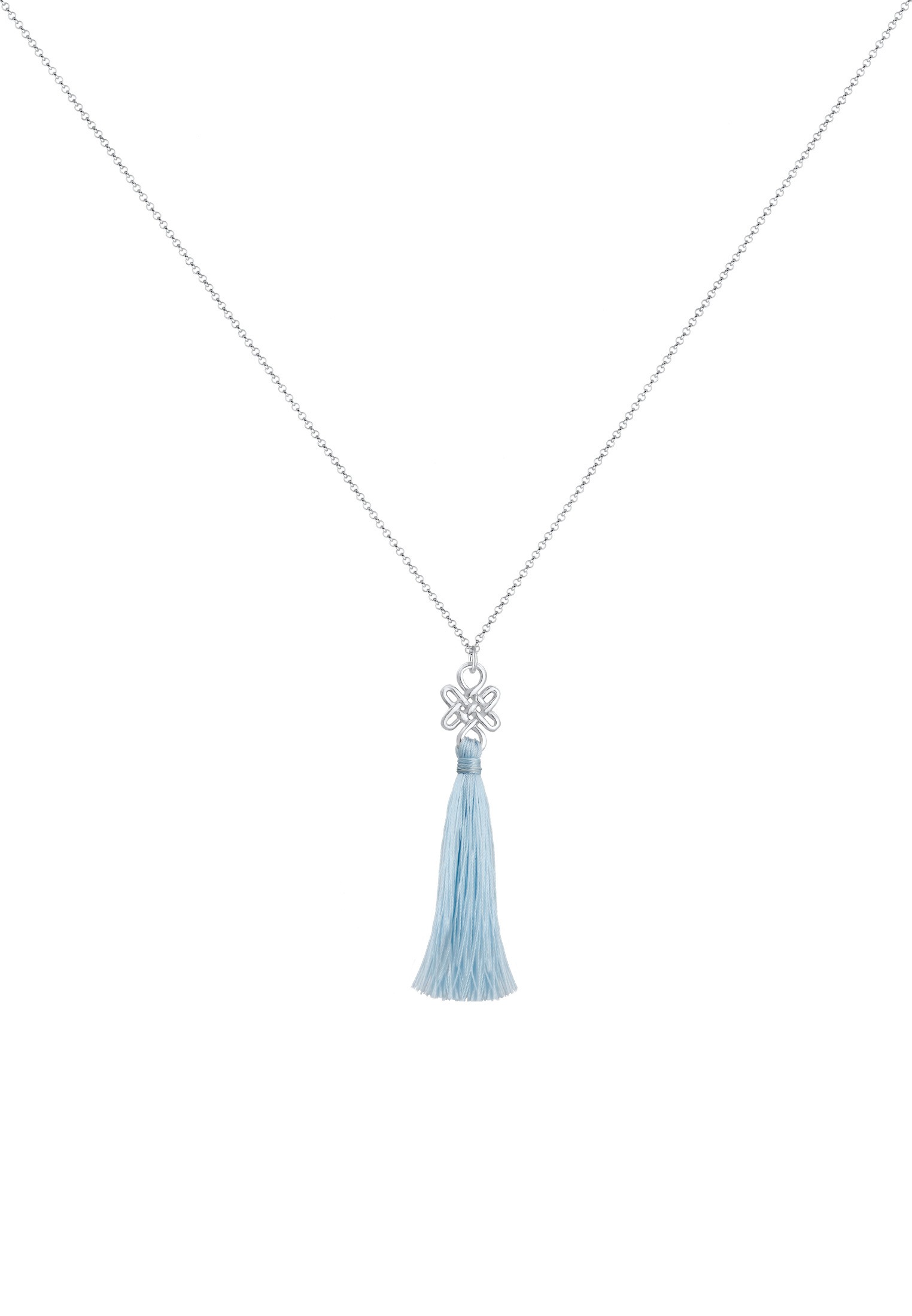Elli Kette mit Anhänger »Tassel Blau Boho Hippie Festival Knoten 925 Silber«