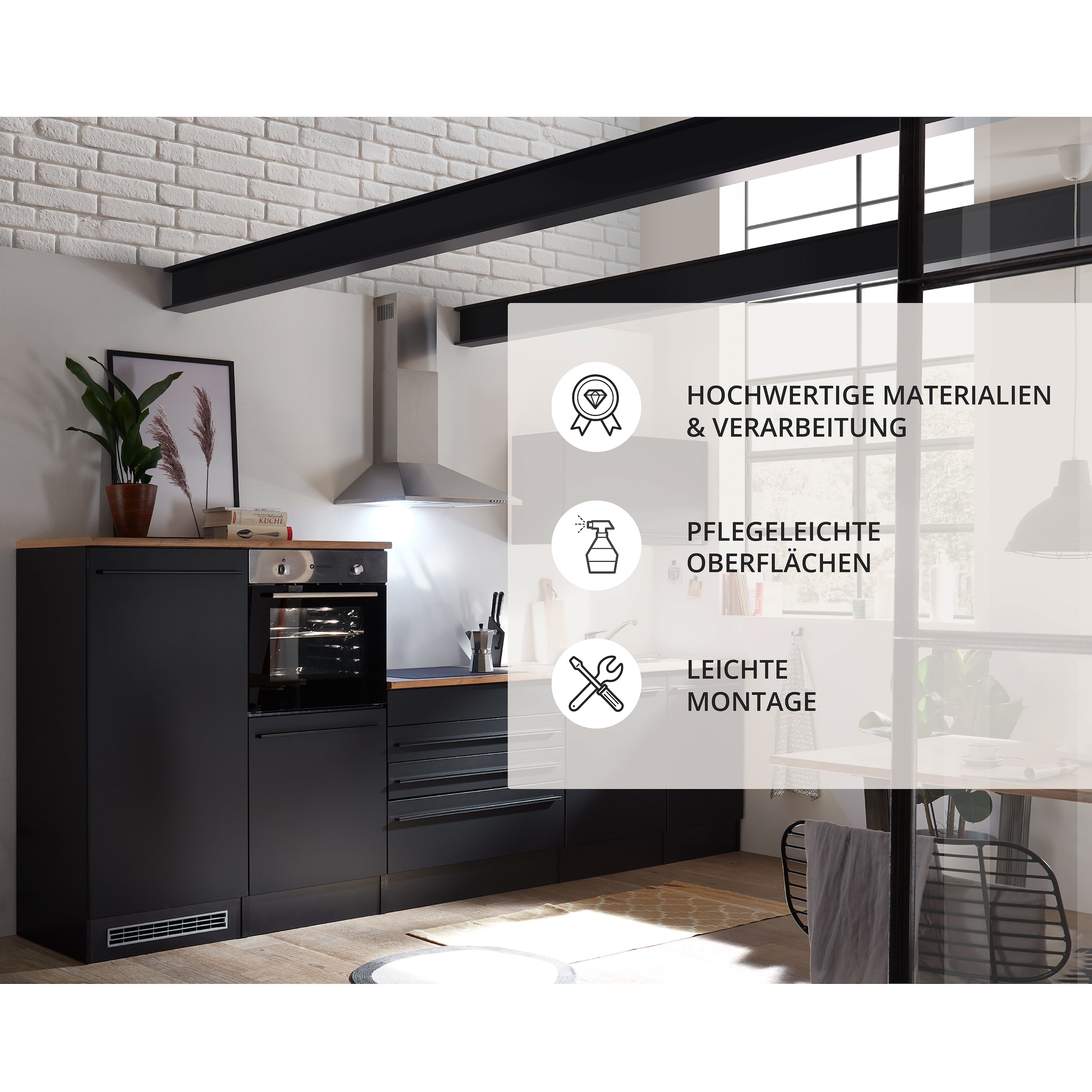 BASIC by Balculina Küchenzeile »Jazz«, Breite 320 cm, wahlweise mit E-Geräten