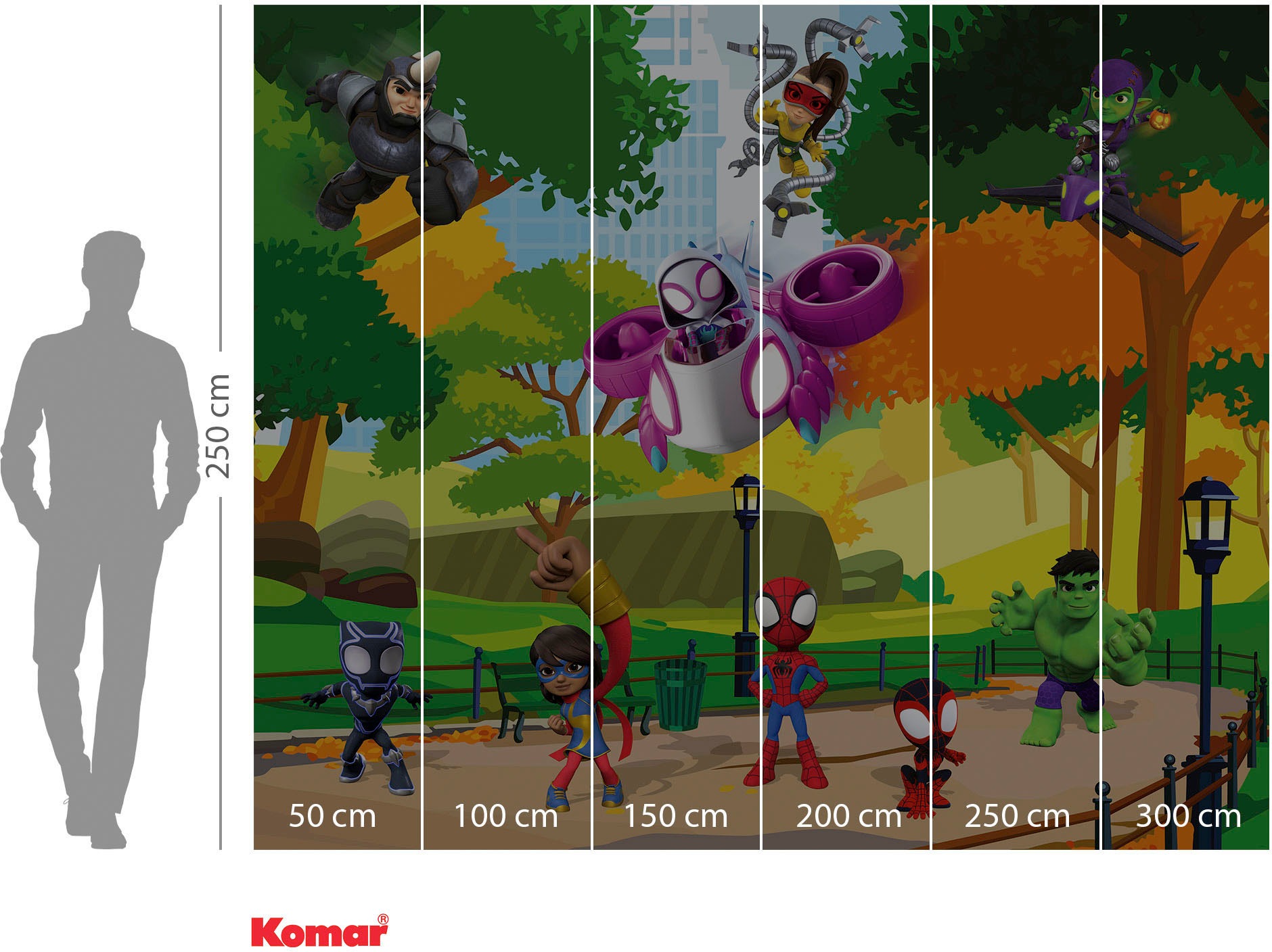 Komar Fototapete »Digitaldruck Vlies - Spidey Scavenger Hunt - Größe 300 x 250 cm«, bedruckt, Kinderzimmer