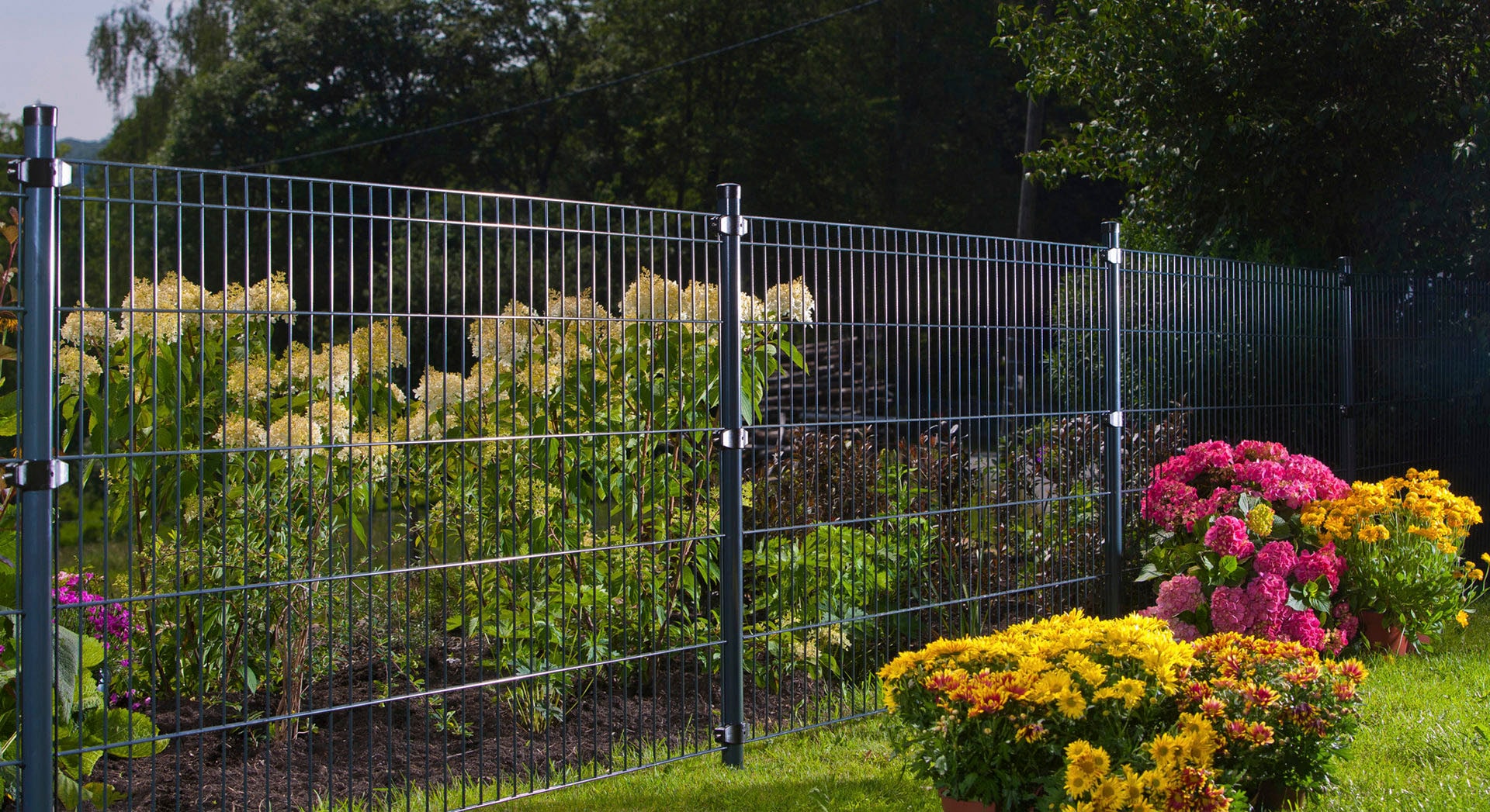 KRAUS Doppelstabmattenzaun »Dino-Pro DS-Z42«, anthrazit, 140 cm hoch, 5 Elemente für 10 m, 6 Pfosten