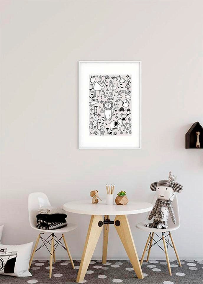 Komar Bild »Scribble Park«, Tiere, (1 St.), Wandbild zur Dekoration - ohne Rahmen