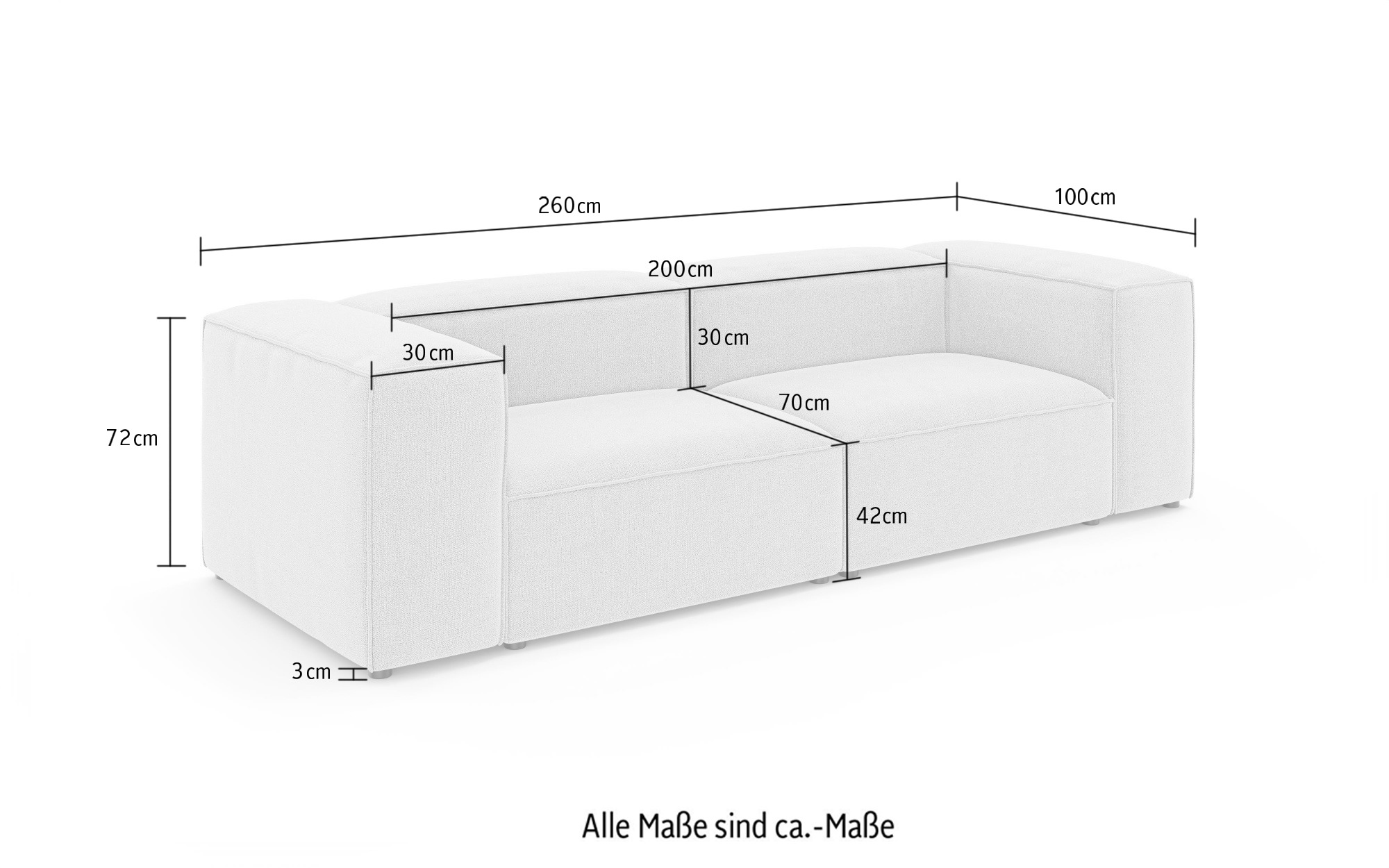 INOSIGN Big-Sofa »XL HAILY Modularsofa extra tief, Maße B/T/H: 260/130/72 cm«, als Modul oder separat verwendbar, für individuelle Zusammenstellung