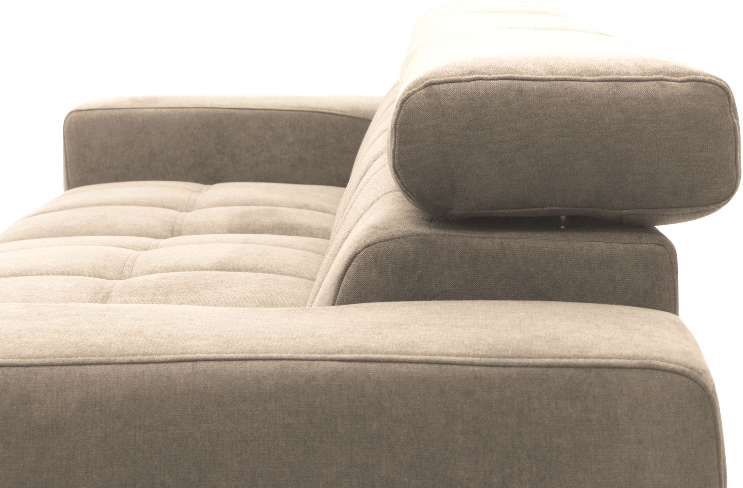 DOMO collection Ecksofa »Trento L-Form, mit Kufenfuß oder Einzelfuß«, wahlweise mit Kopfteilverstellung, Recamiere links/rechts bestellbar