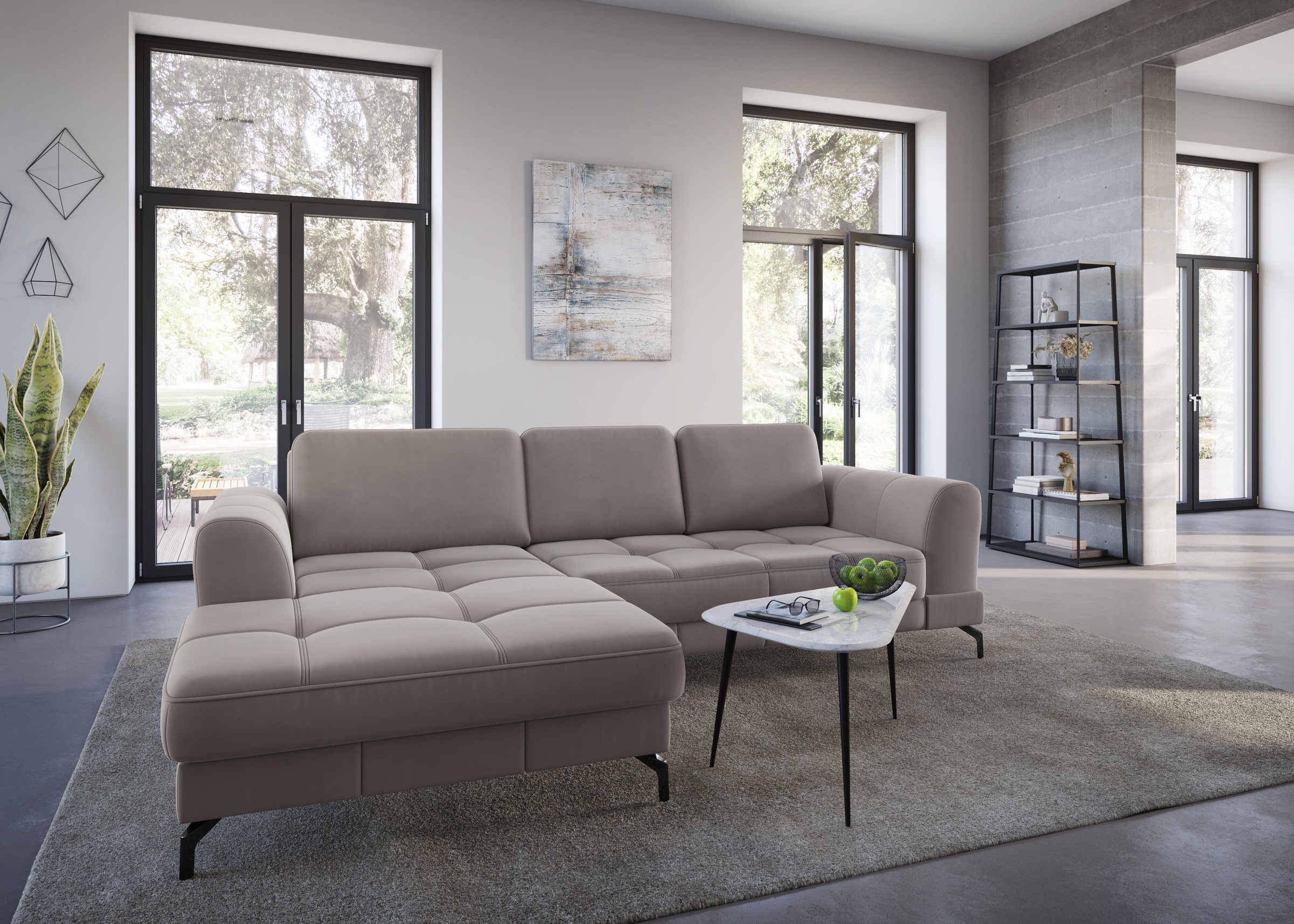 sit&more Ecksofa »Bendigo L-Form«, inklusive Sitztiefenverstellung, Bodenfreiheit 12 cm, in 2 Fußfarben