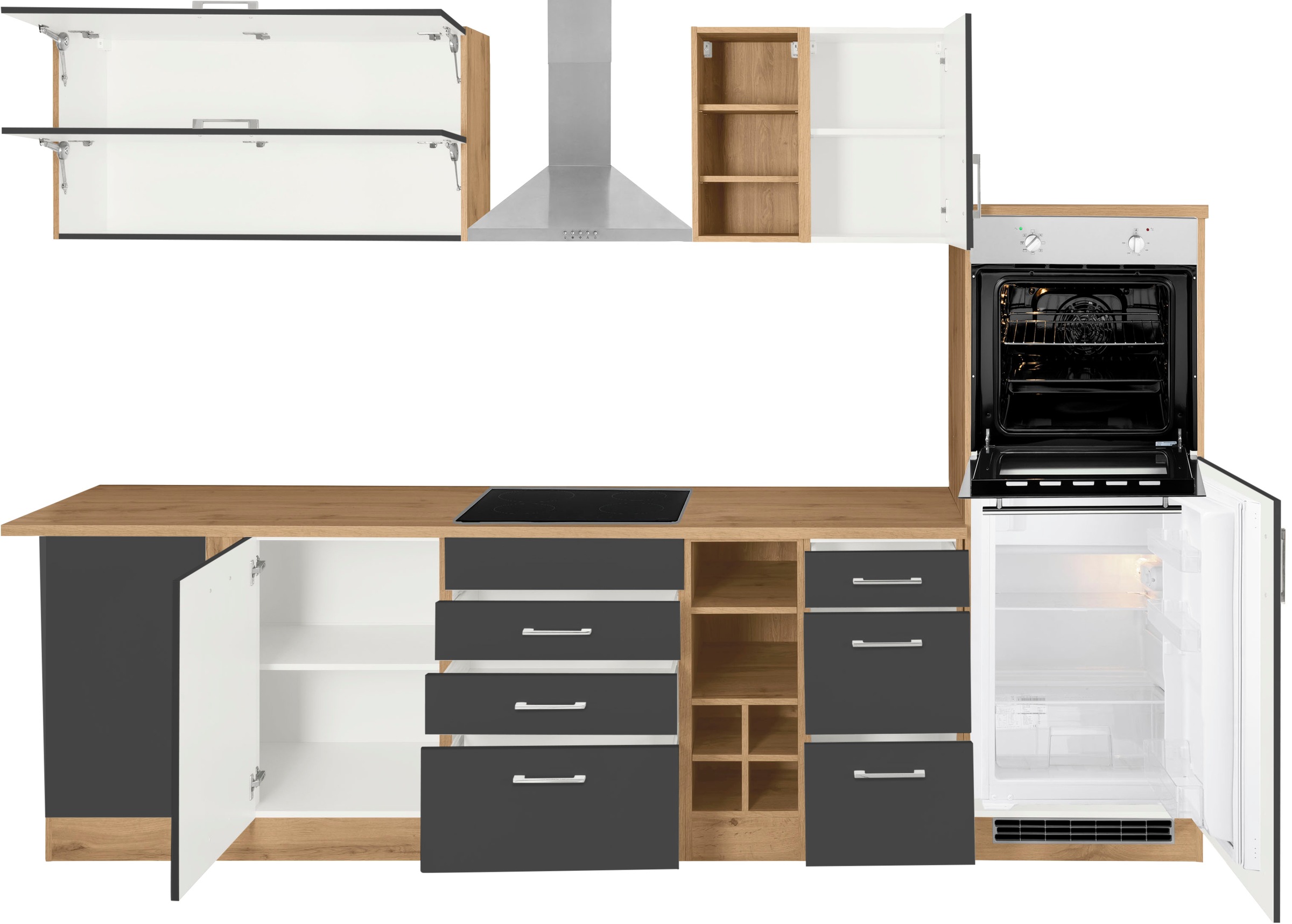 KOCHSTATION Winkelküche »KS-Colmar«, mit E-Geräten, Stellbreite 210/300 cm