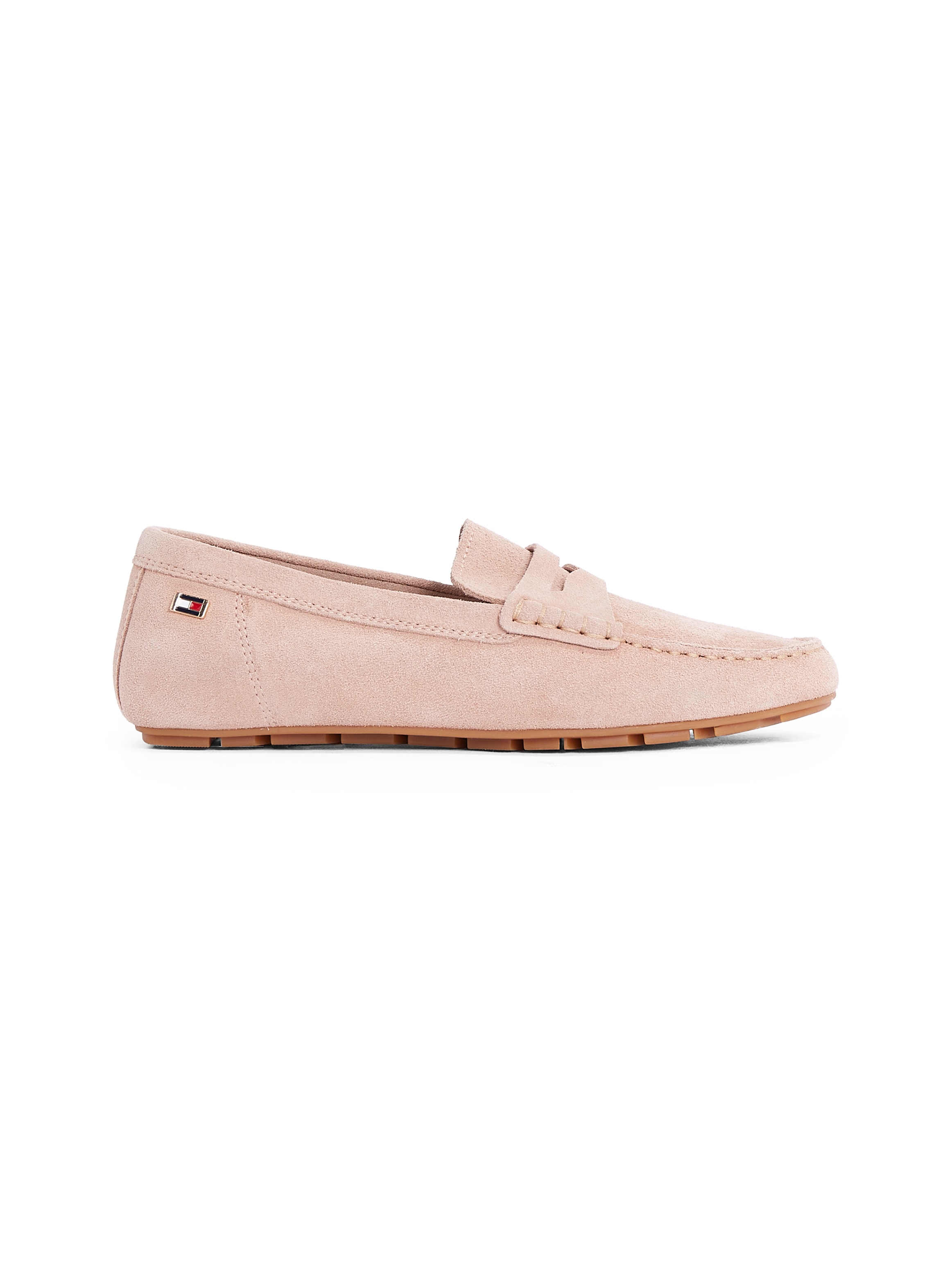 Tommy Hilfiger Slipper »FLAG SOFT SUEDE DRIVER LOAFER«, Schlupfschuh, Bequemschuh, Mokassin, Flats mit modischen Zierriegel