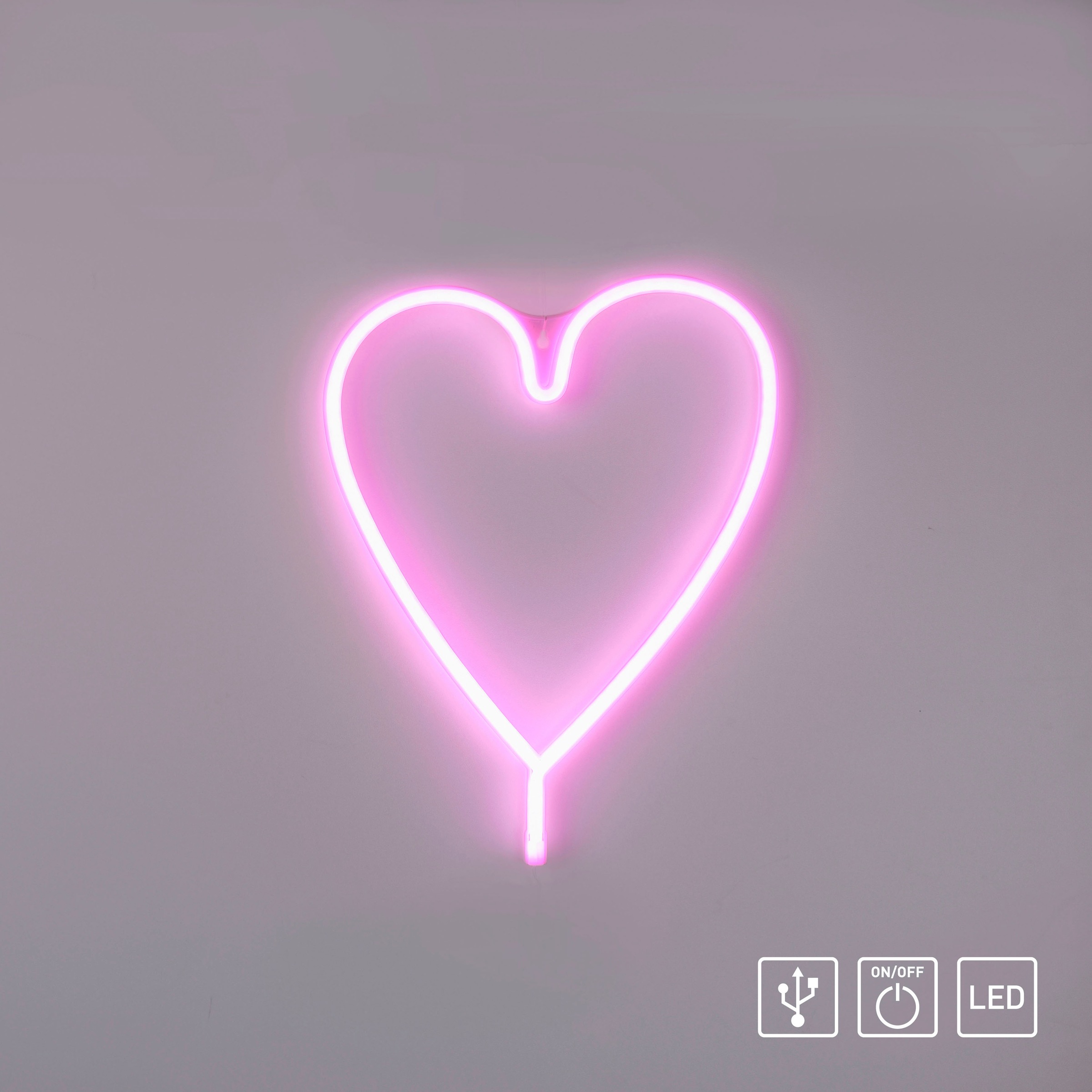 JUST LIGHT LED Wandleuchte »NEON-HERZ«, 1 flammig, Leuchtmittel LED-Board | LED fest integriert