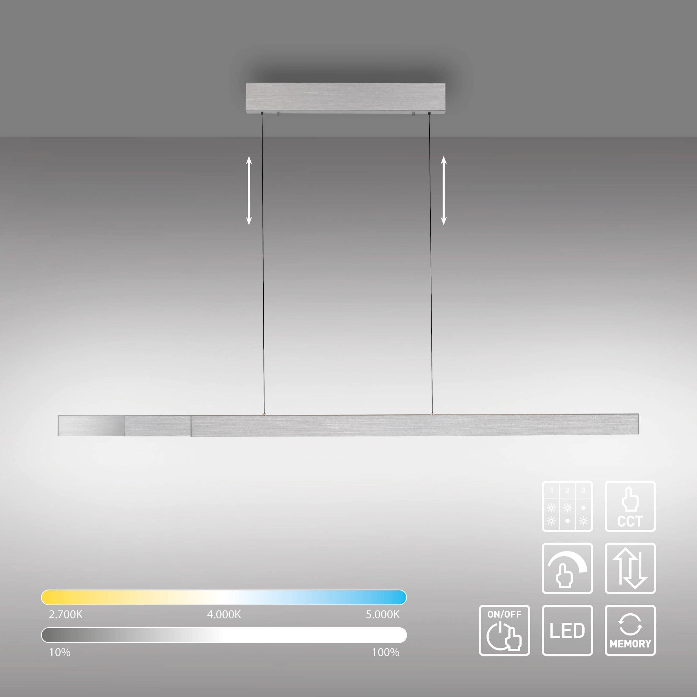 Paul Neuhaus LED Pendelleuchte »Adriana Square« LED-Board 1 Stk. warmweiß - kaltweiß Touchdimmer, CCT 2700-5000K, getrennt schaltbar, Memory, Comfort -Lift