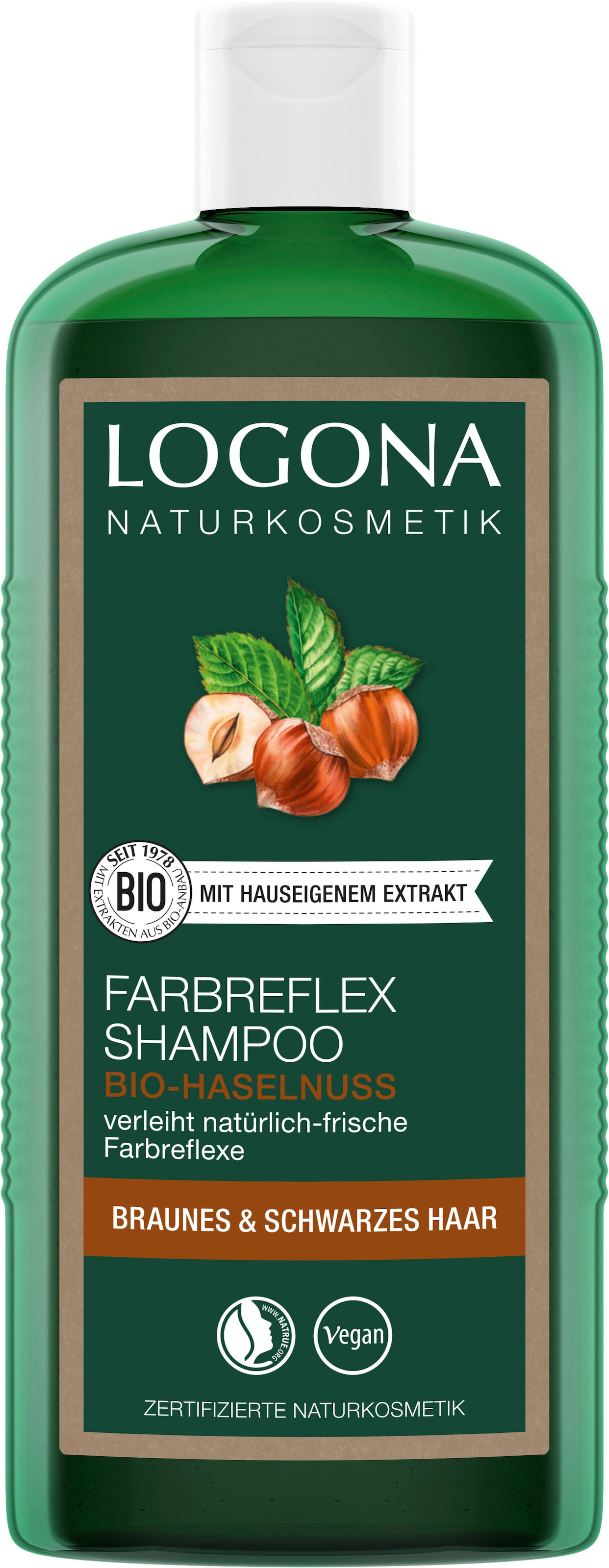LOGONA Haarshampoo »Logona Farbreflex Shampoo Braun-Schwarz Bio-Haselnuss«