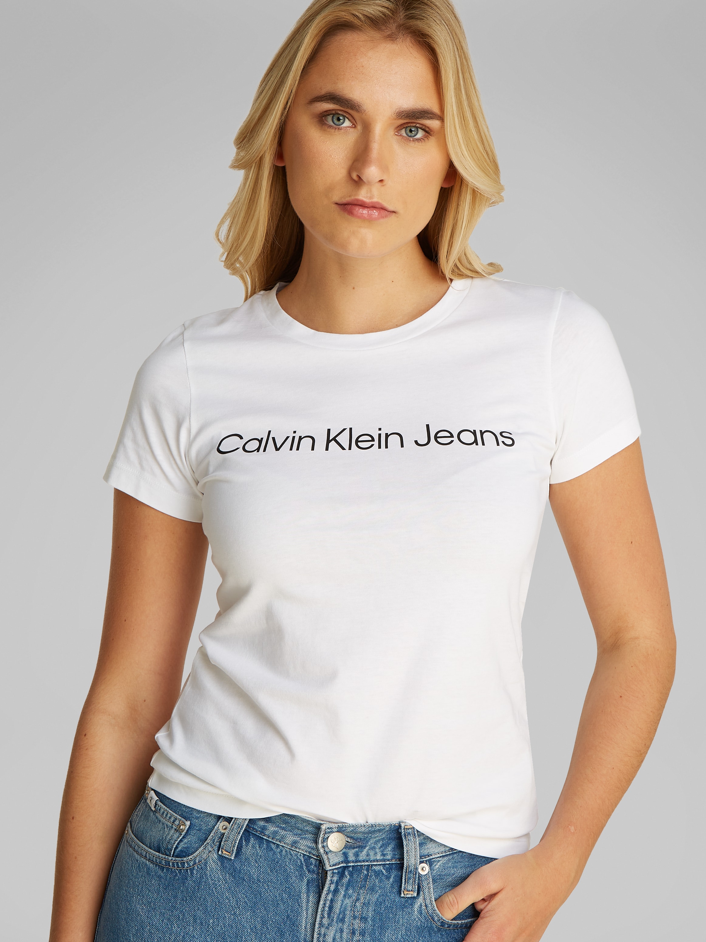 Calvin Klein Jeans T-Shirt »INSTITUTIONAL LOGO 2-PACK TEE«, (Packung, 2er-Pack), mit Logoschriftzug