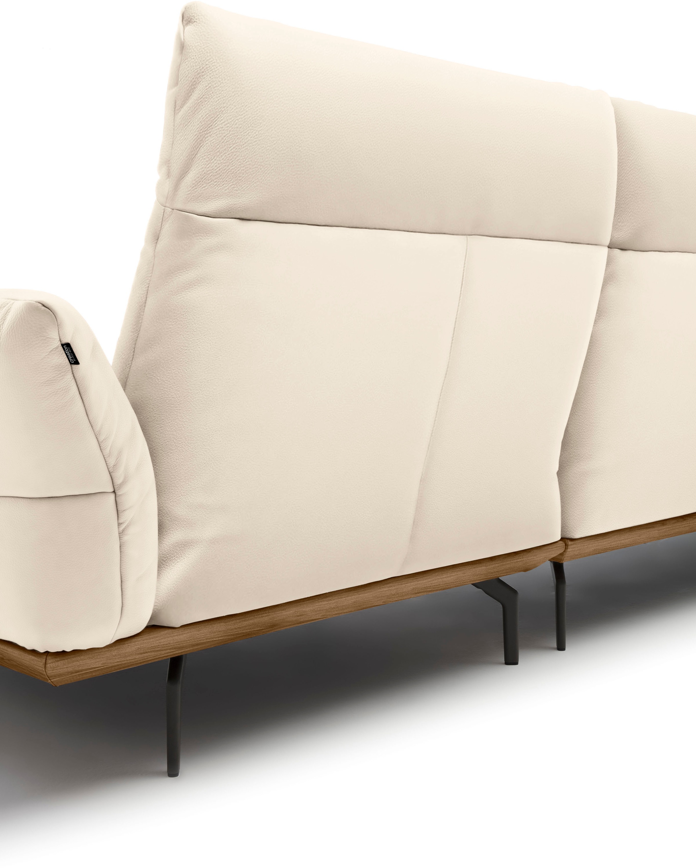 Creation BY ROLF BENZ Ecksofa »CR.460«, Sockel in Nussbaum, Winkelfüße in Umbragrau, Breite 318 cm