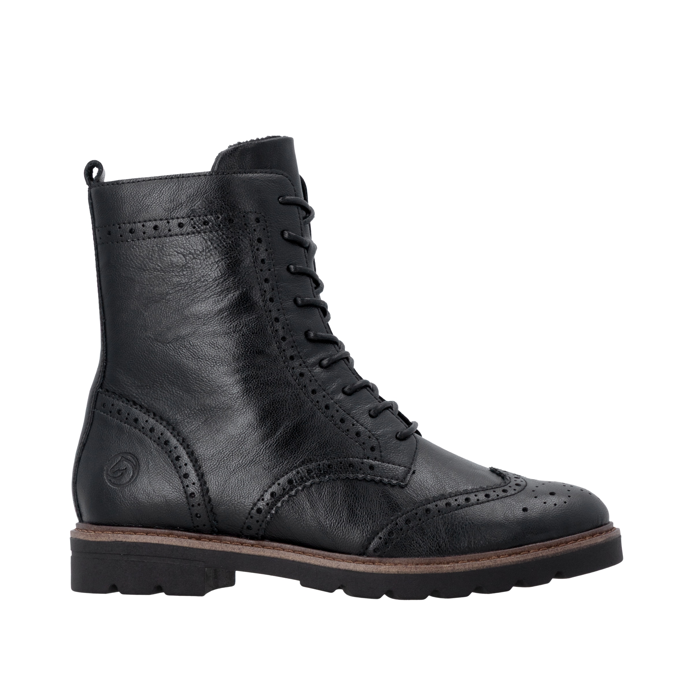 Remonte Schnürstiefelette  Blockabsatz, Schnürboots mit Ziernähten und Lyralochmuster
