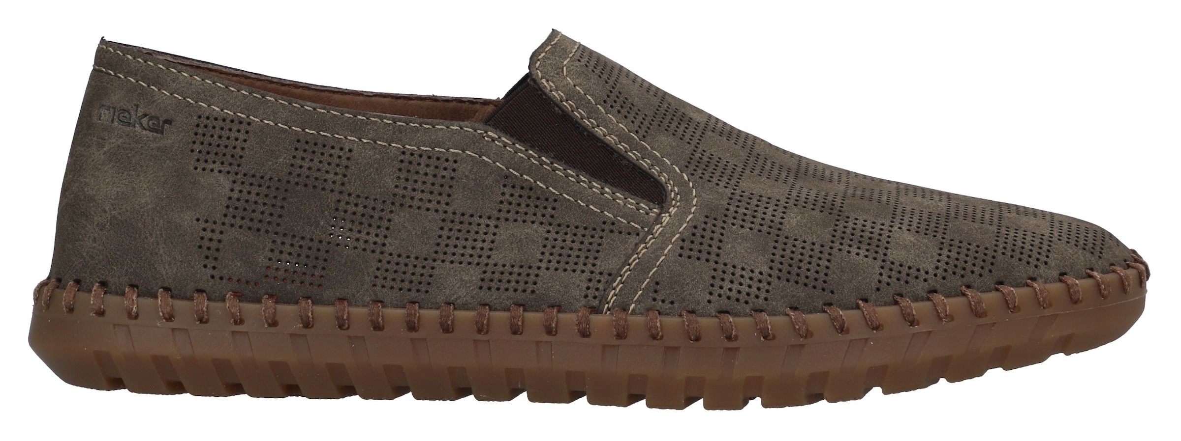 Rieker Slipper, Loafer, Schlupfschuh, Casual-Slipper mit kleinen Stretcheinsätzen