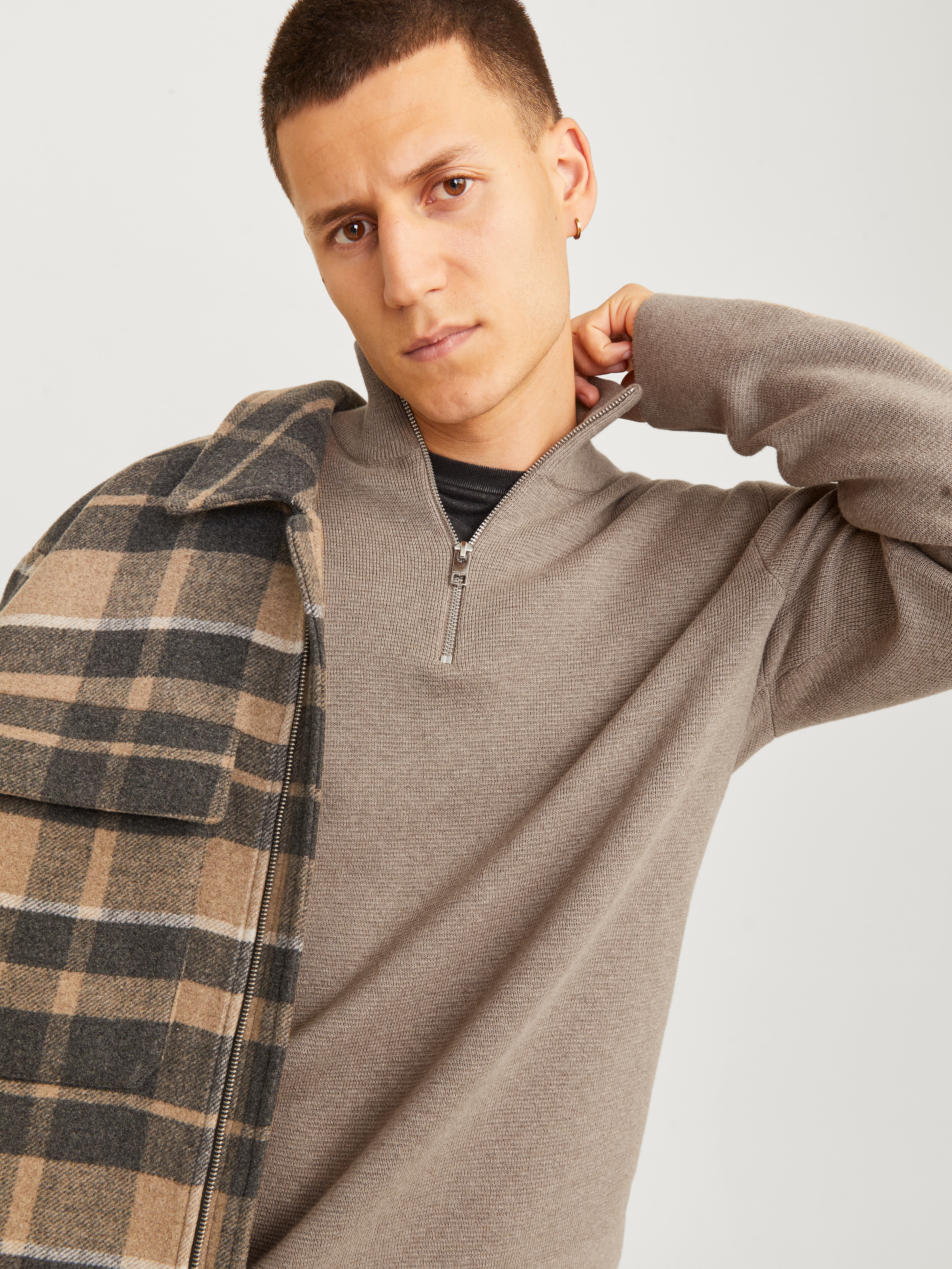 Jack & Jones Troyer »JPRBLAMILANO STITCH KNIT HALF ZIP SN« mit kurzem Reißverschluss