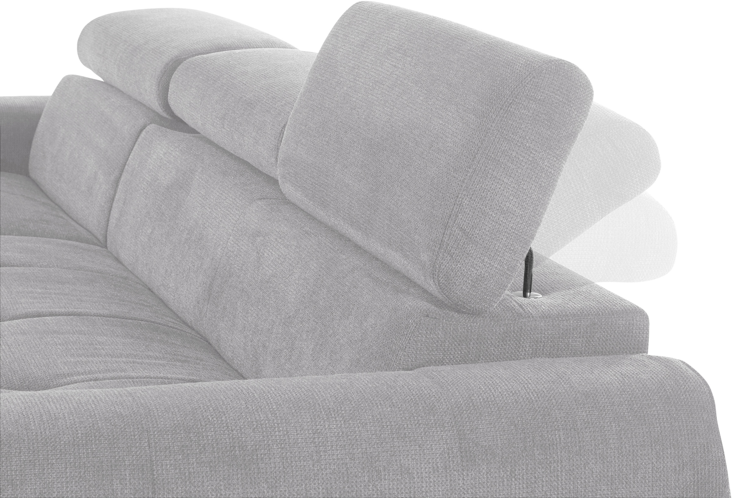 COTTA Ecksofa »Mia L-Form mit 3 Zierkissen«, wahlweise mit Bettfunktion, Bettkasten, Beleuchtung & Wireless-Charger