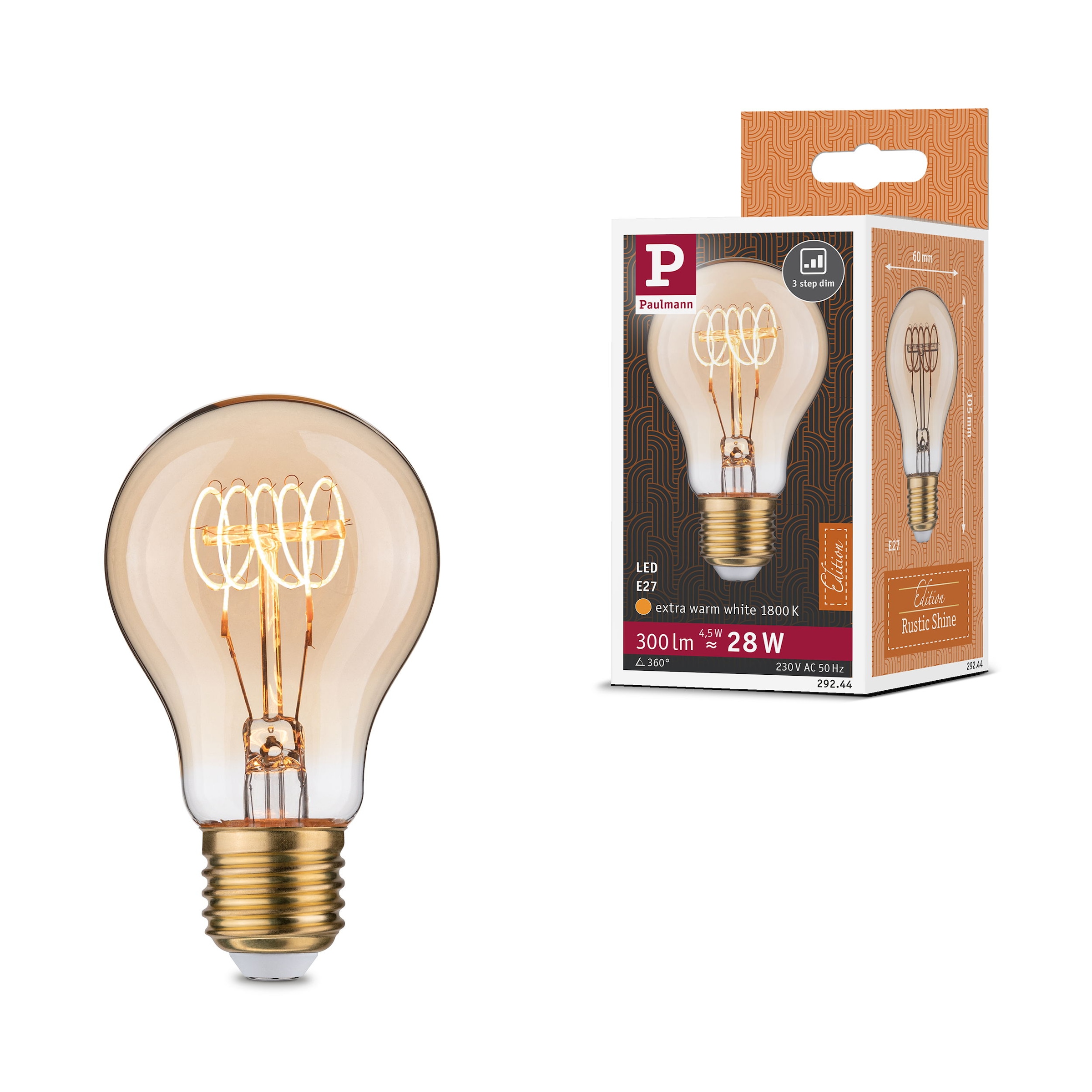 Paulmann LED-Leuchtmittel »Rustic Shine AGL 300lm 4,5W 1800K W gold 230V« E27 1 Stk.
