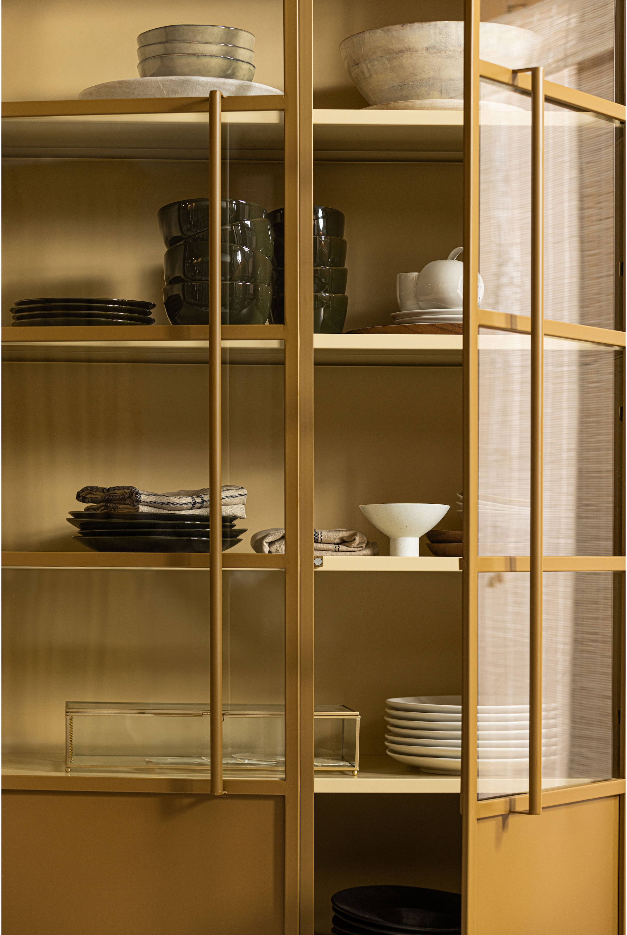 WOOOD Vitrine »WOOOD EXHIBIT XL 2-TÜRIG VITRINE SCHRANK METALL« Ausstellungsvitrine Exhibit, mattes Metall, 5 stabile Böden, modern