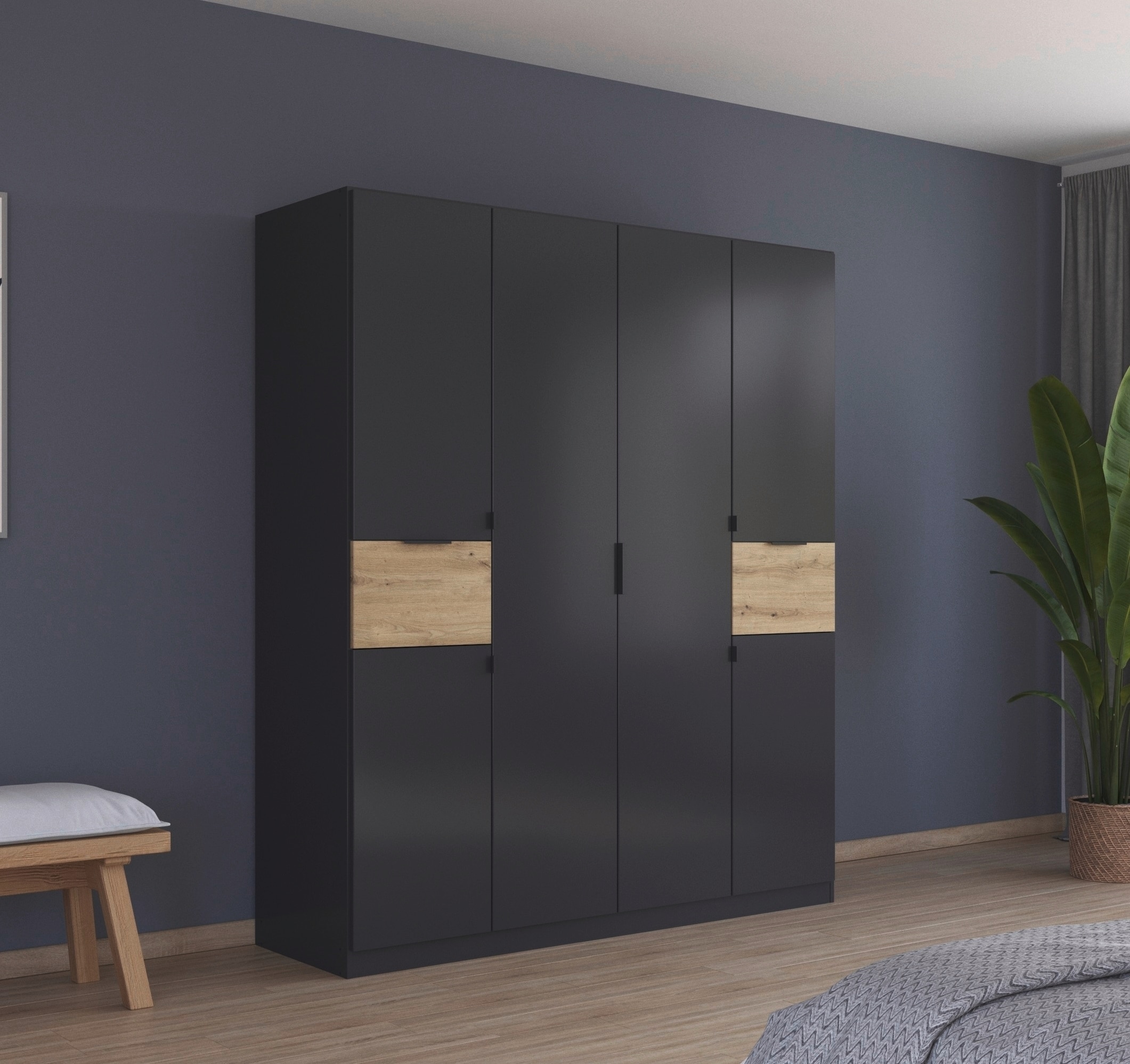 rauch Drehtürenschrank »Kleiderschrank Schrank Garderobe Wäscheschrank TICAO«, (Schubladen in der Höhe variabel positionierbar), mit 2 geräumigen Schubladen, viel Stauraum MADE IN GERMANY