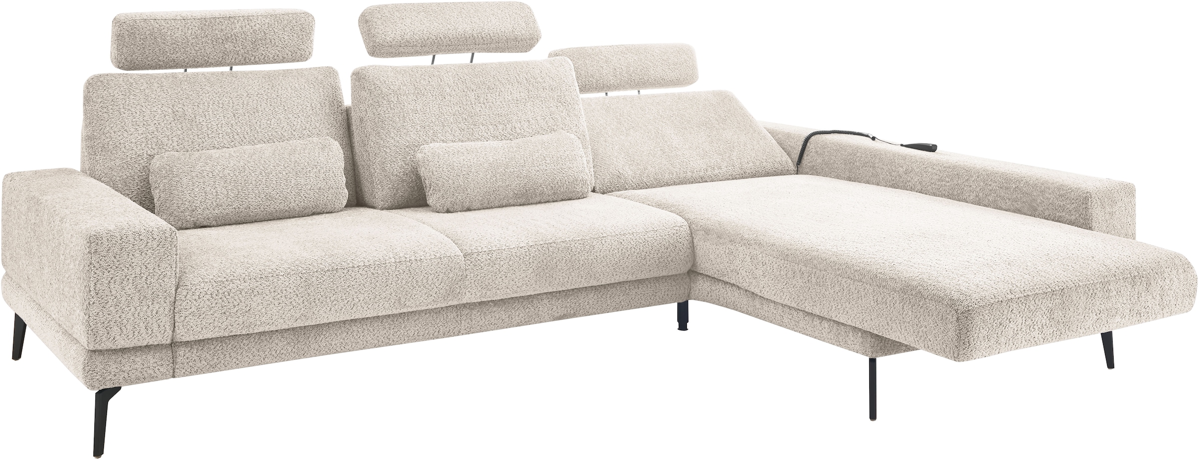 set one by Musterring Ecksofa »SO 3600, inkl motor. Sitztiefenverstellung, Kopfstützen, Nierenkissen«, Sitzhöhe 44 cm, Federkern, Breite 293 x Tiefe 180 cm, Kama sand
