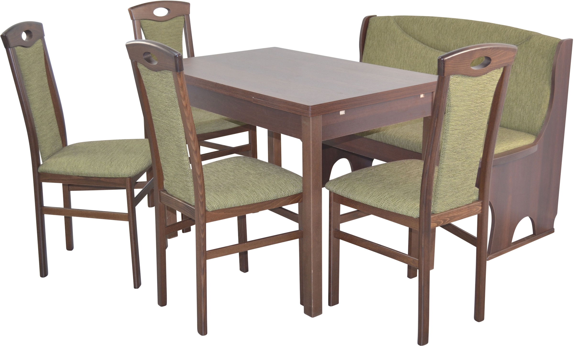 HOFMANN LIVING AND MORE Essgruppe »6tlg. Tischgruppe« Spar-Set, 6tlg. Tischgruppe, 6 Stk. tlg. Stühle montiert oliv + oliv + Nussbaum-Nachbildung