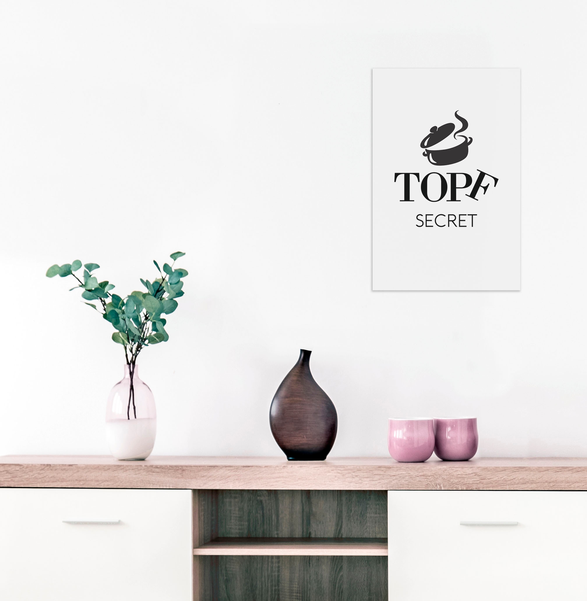 queence Wanddekoobjekt »TOPF SECRET«, Stahlschild, Blechschild, Spruch, Witzig, Wanddeko, retro, 20x30cm