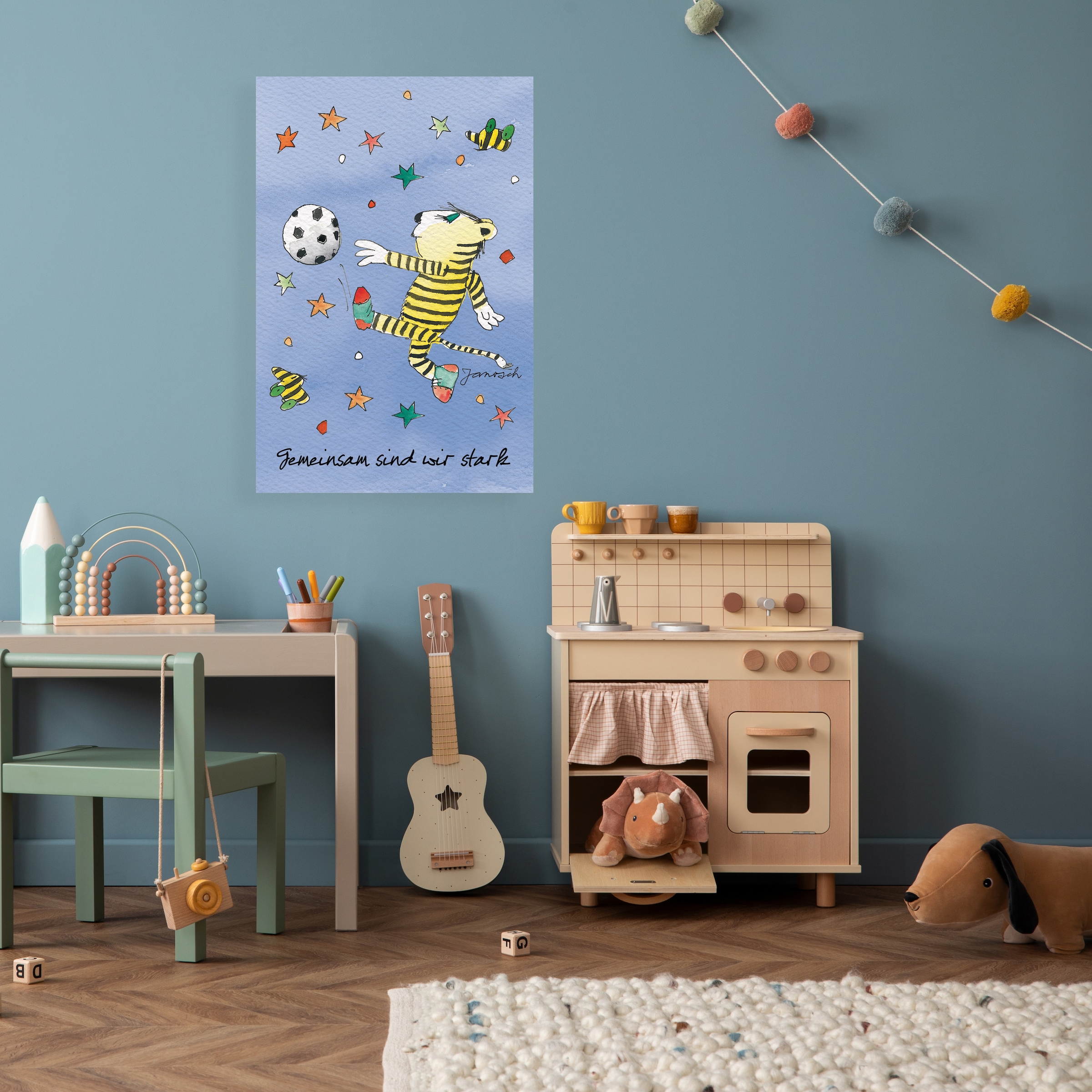 LuckyLinde Leinwandbild »Der kleine Tiger mit Fußball - Gemeinsam stark« En günstig online kaufen