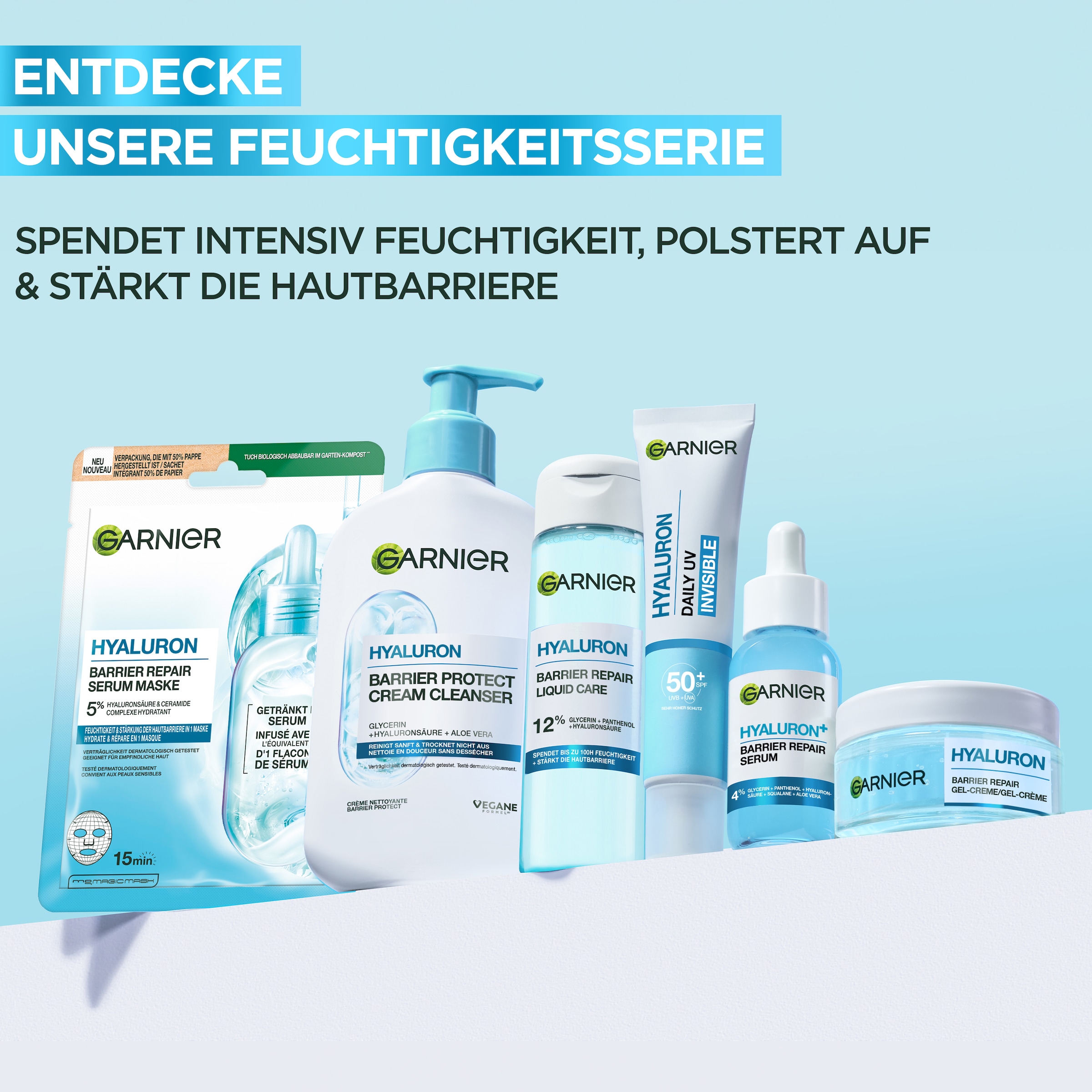 GARNIER Tuchmaske »HYALURON BARRIER REPAIR SERUM MASKE«